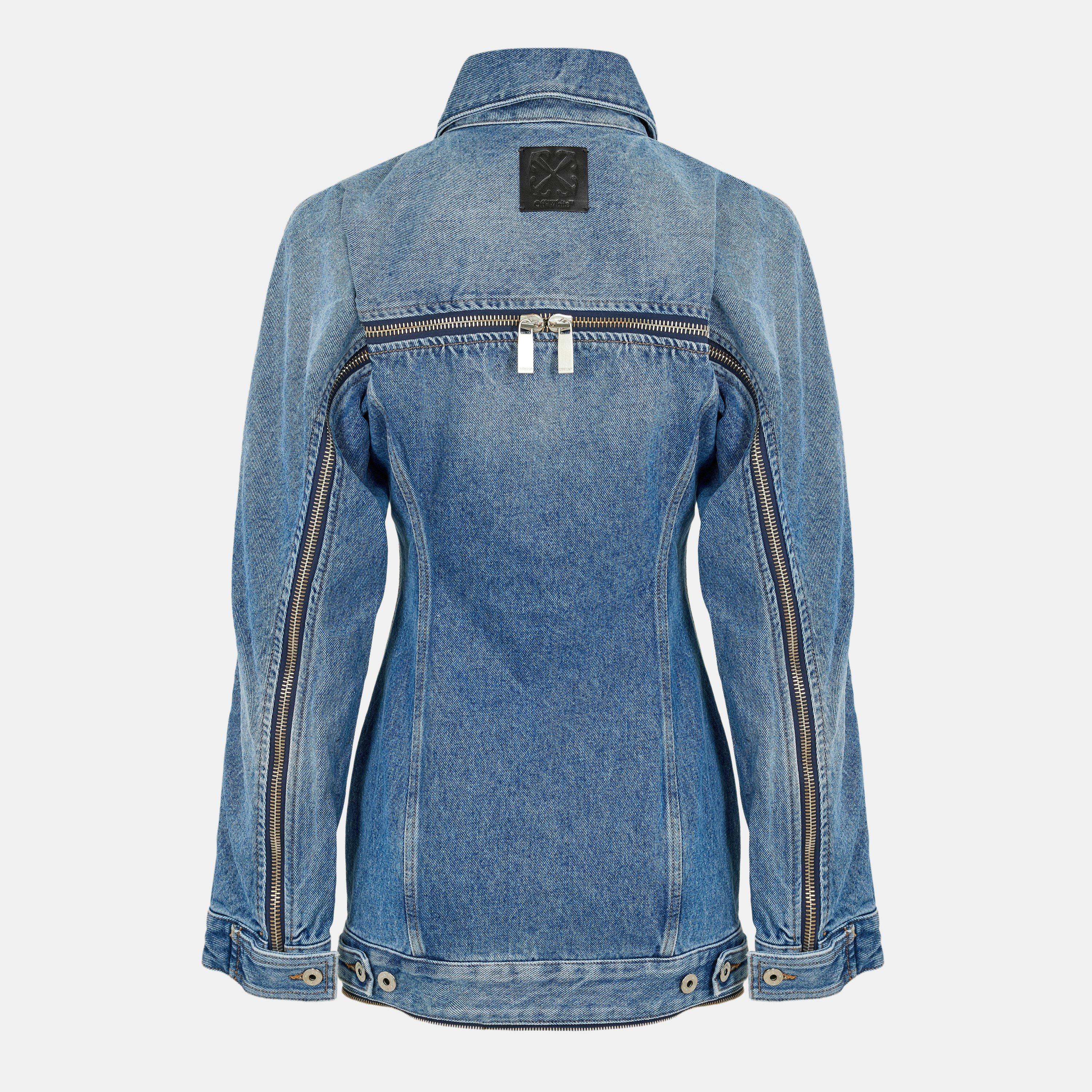 Blue - Off White - Women's Knitted Dress - 2