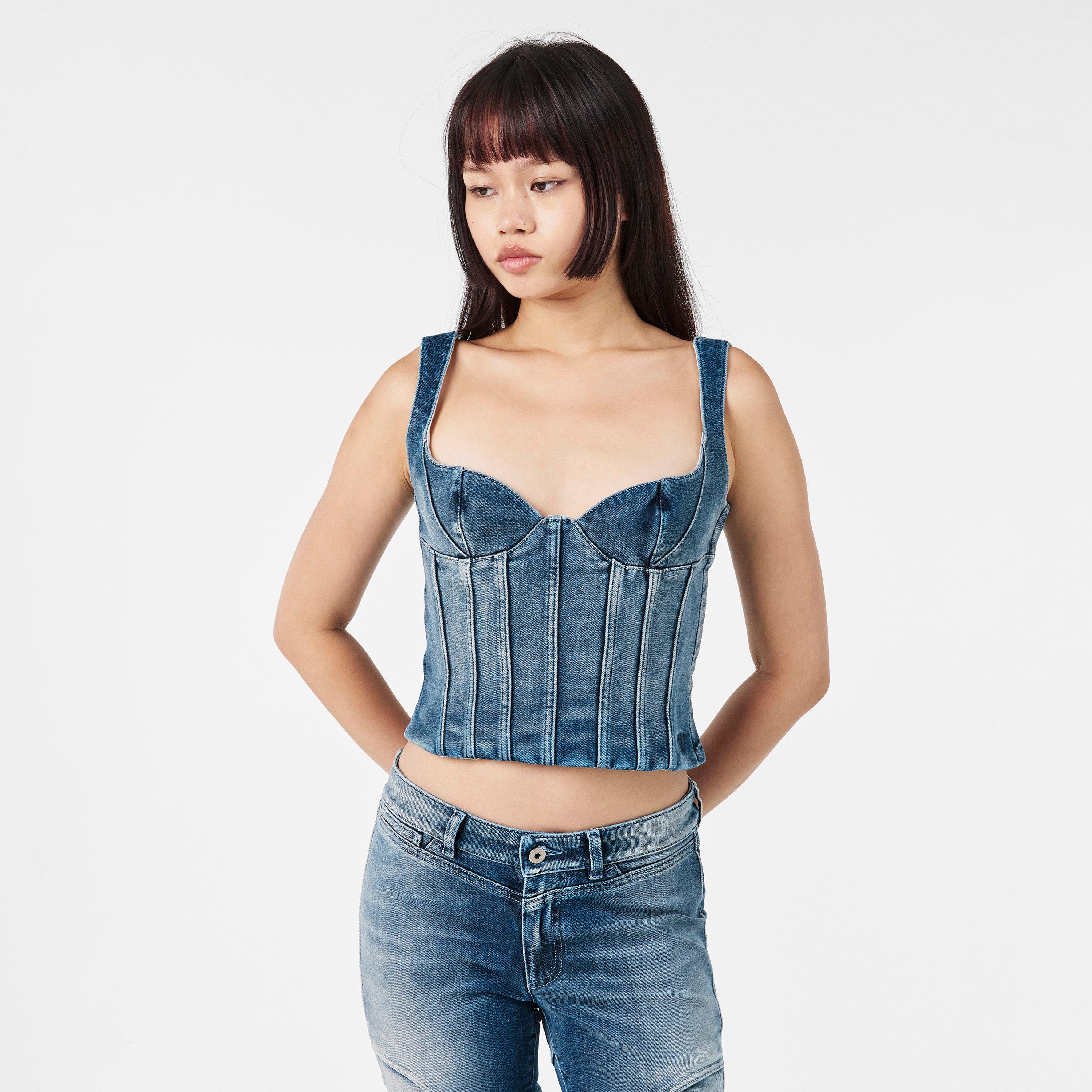 Blue - Off White - Women's Knitted Top - 3