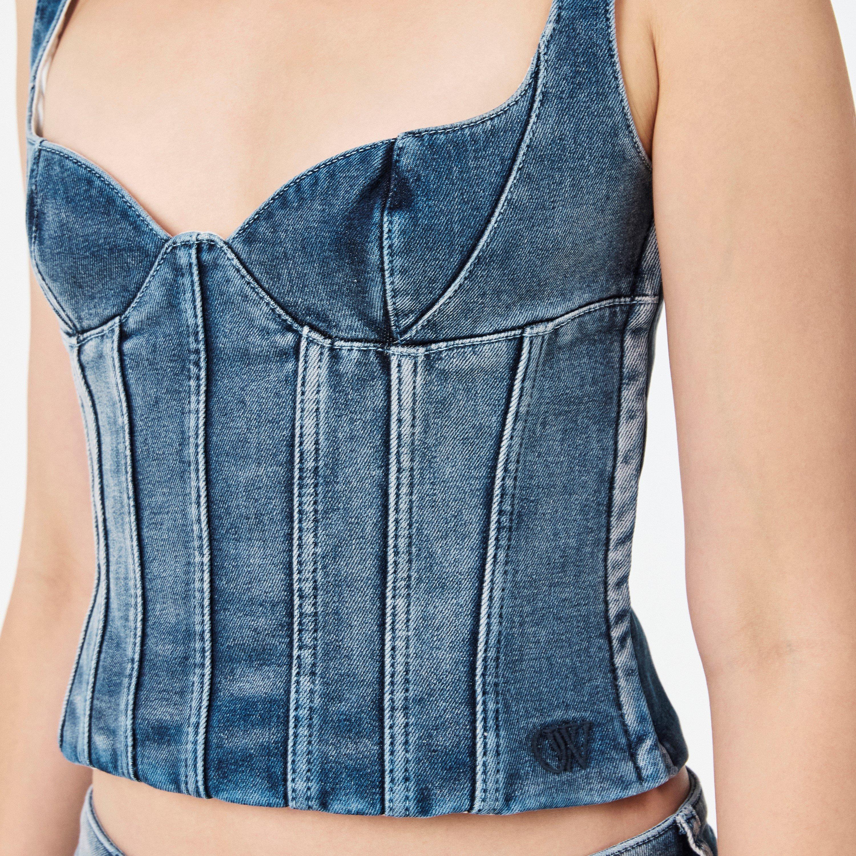 Blue - Off White - Women's Knitted Top - 5