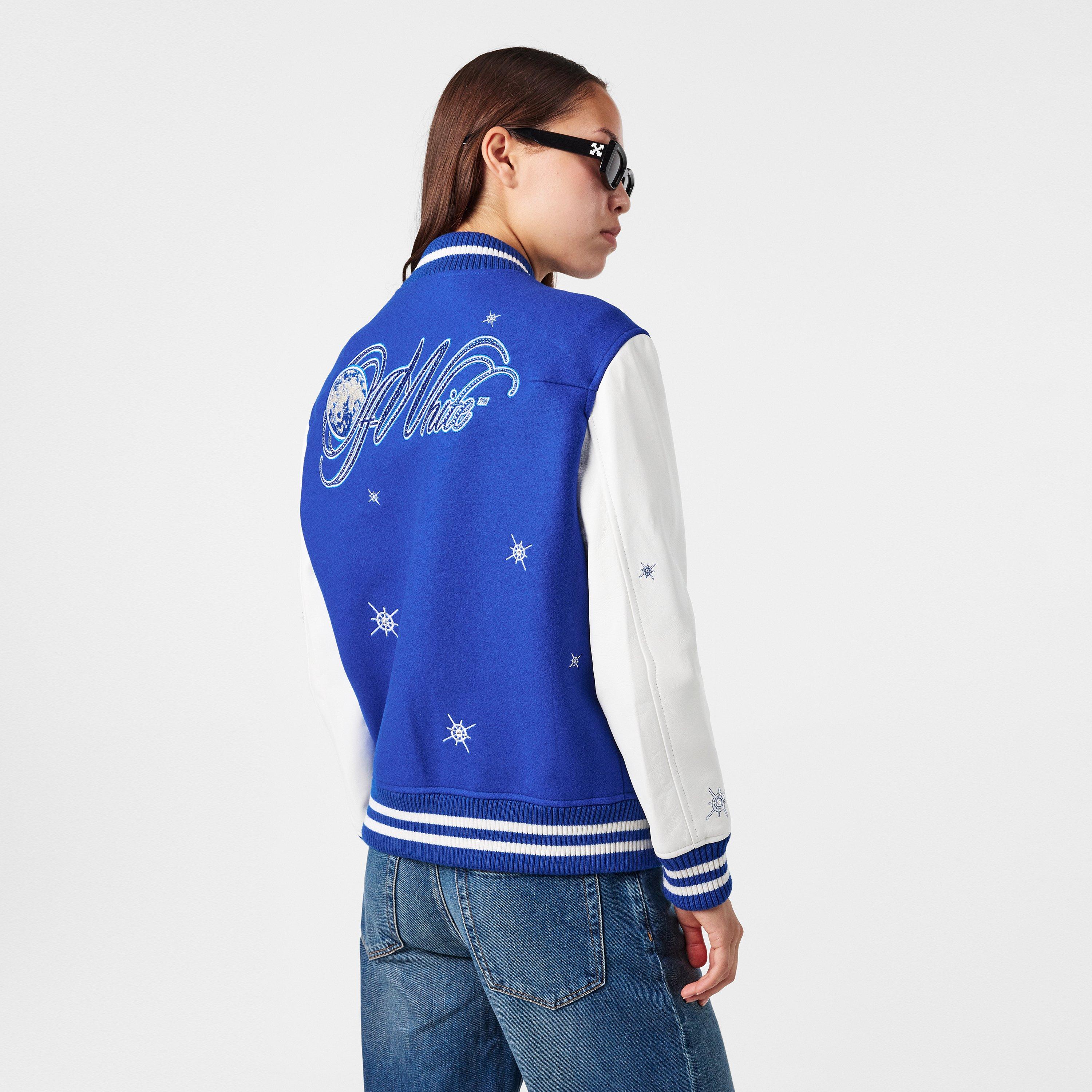 Blau/Weiß - Off White - Women's Off-White Striped Varsity Jacket - 4
