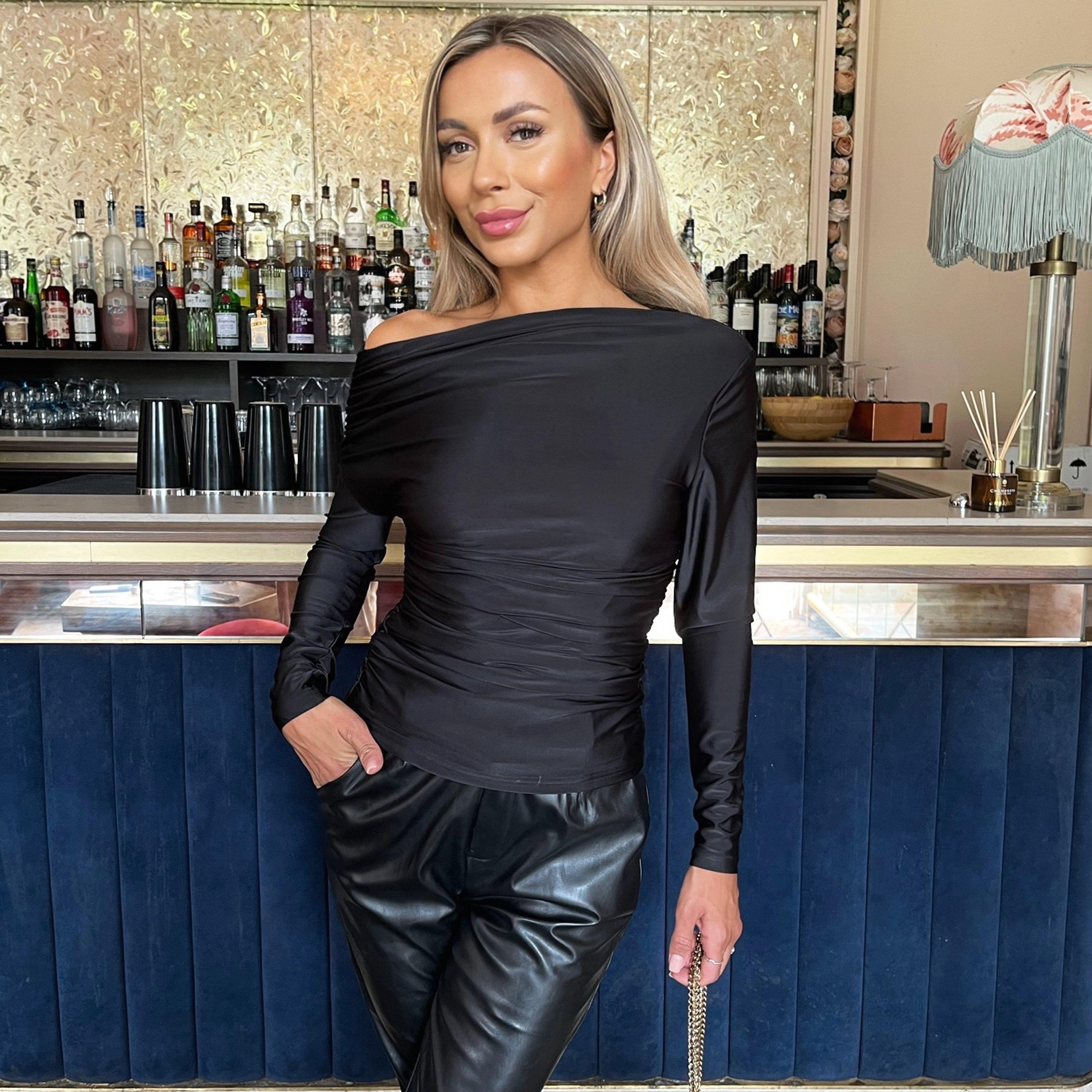 Black - AX Paris - Off The Shoulder Long Sleeves Ruched Waist Top - 3