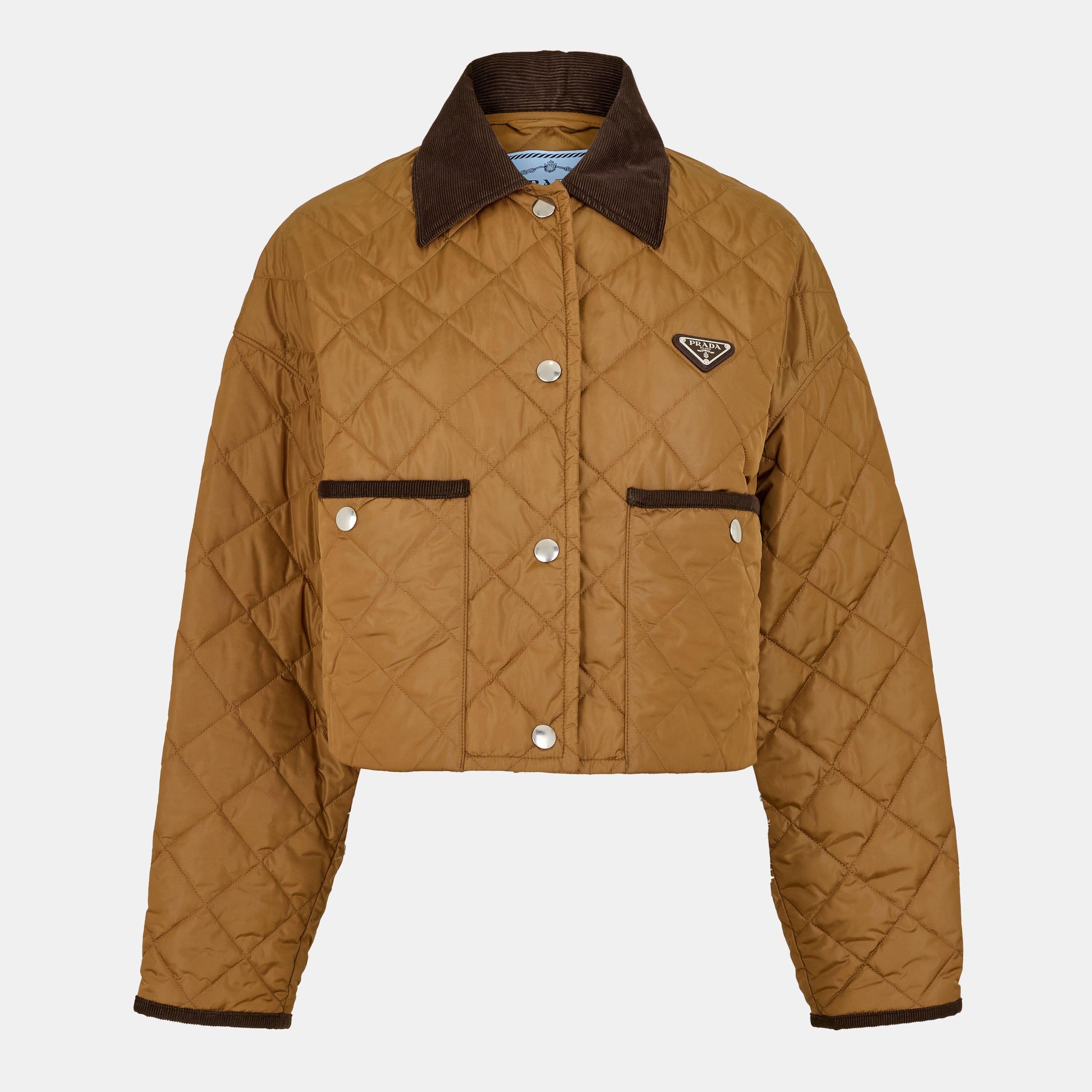 Prada Women's Cropped Quilted Jacket - Sughero - Size 42 (UK 10)