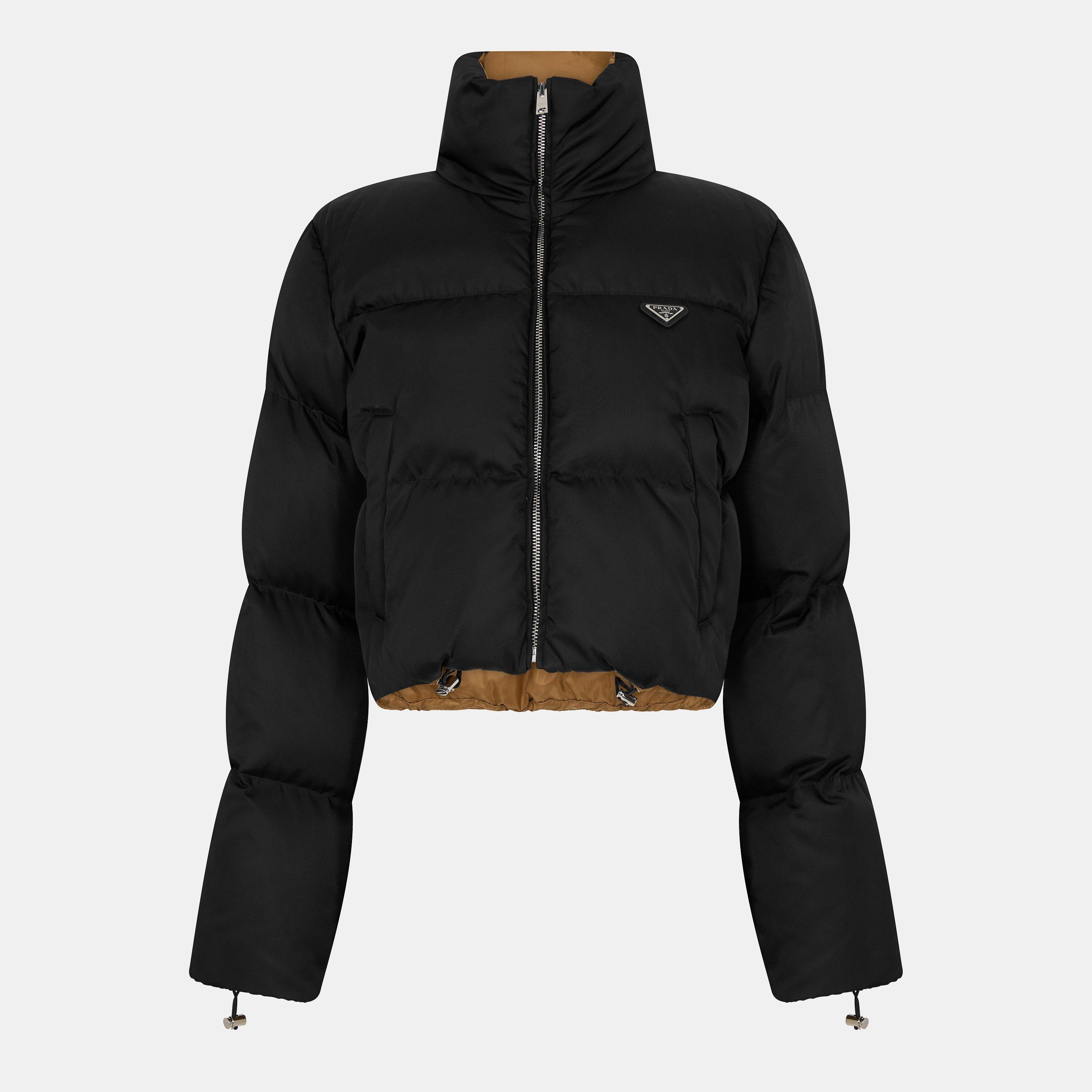 Prada Women's Quilted Cropped Short Puffer Jacket - Nero - Size 42 (UK 10)