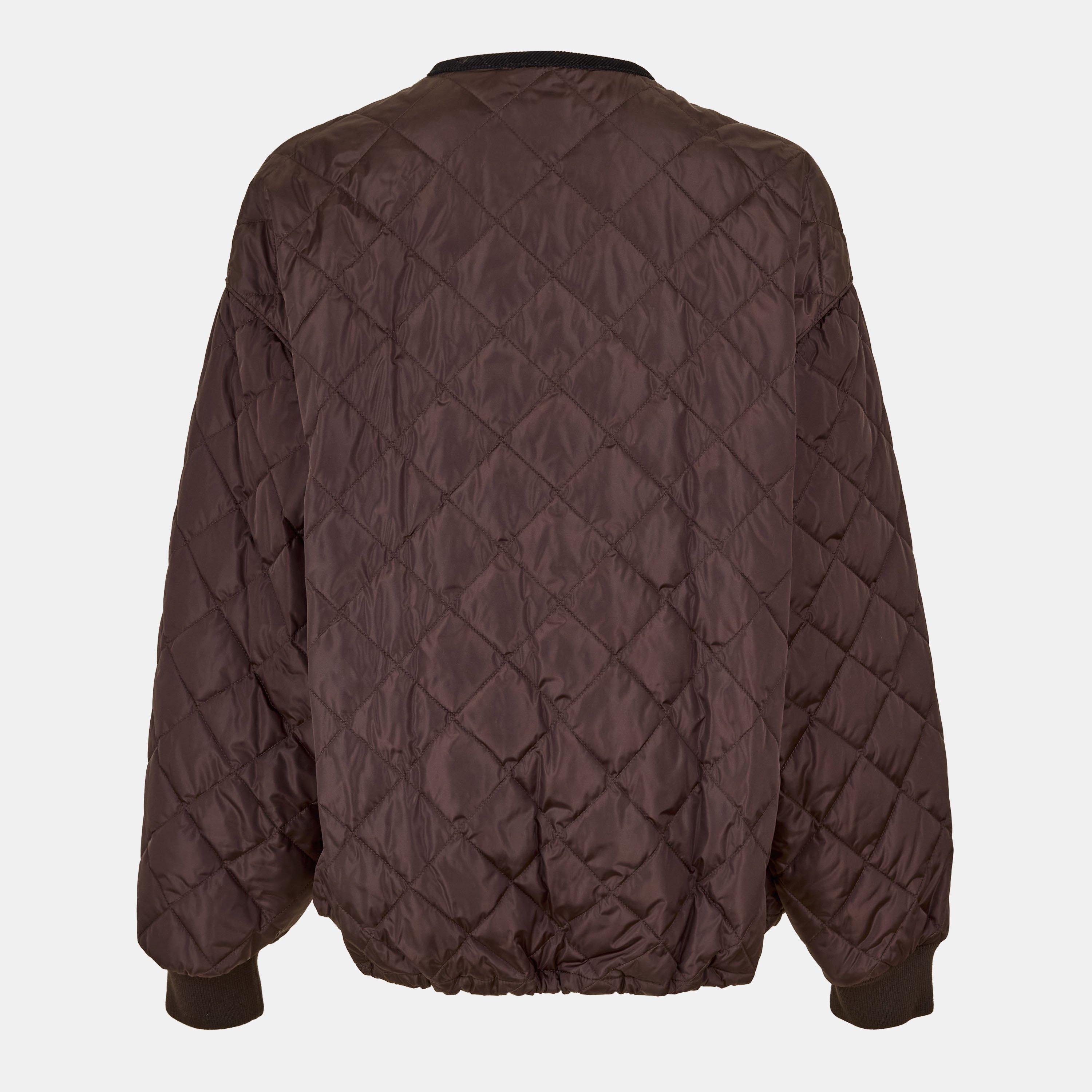 Dark Brown - Prada - Women's Quilted Structured Fit Quilted Jacket - 2