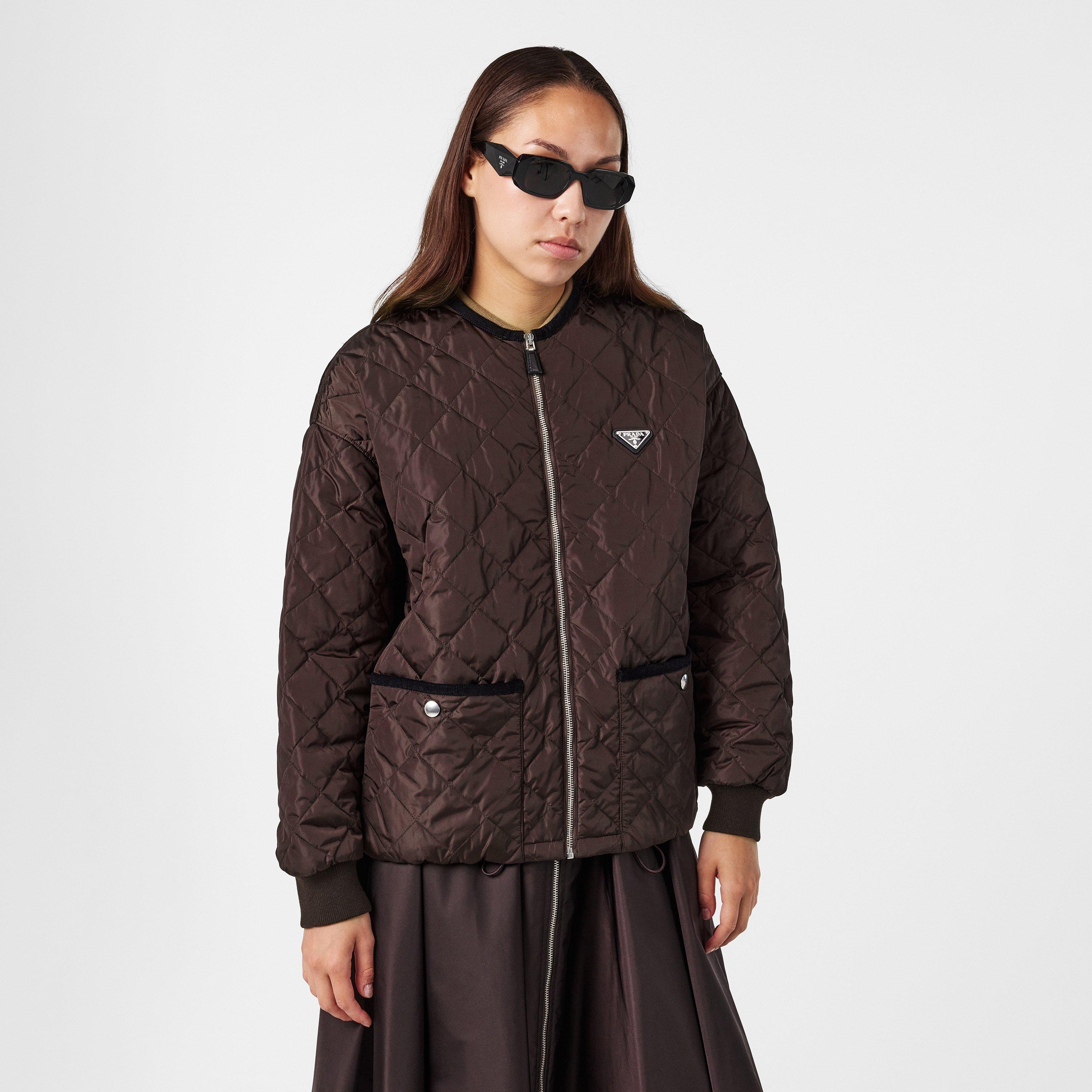 Dark Brown - Prada - Women's Quilted Structured Fit Quilted Jacket - 3