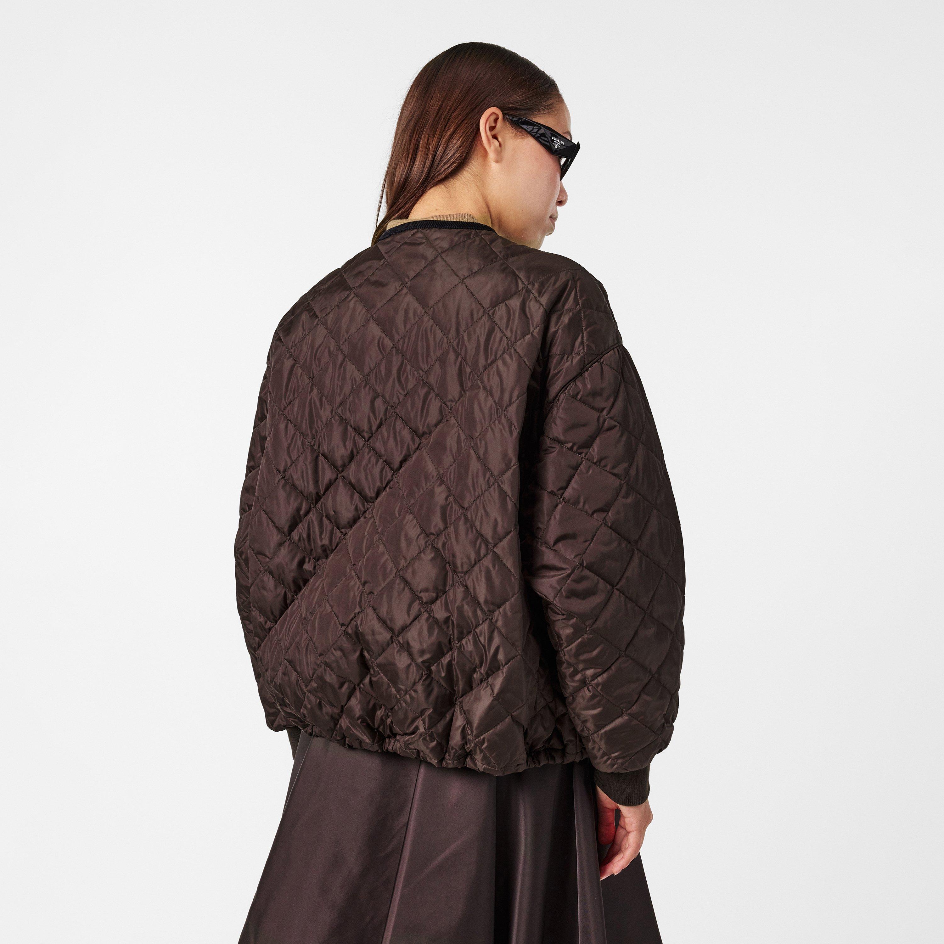 Dark Brown - Prada - Women's Quilted Structured Fit Quilted Jacket - 4