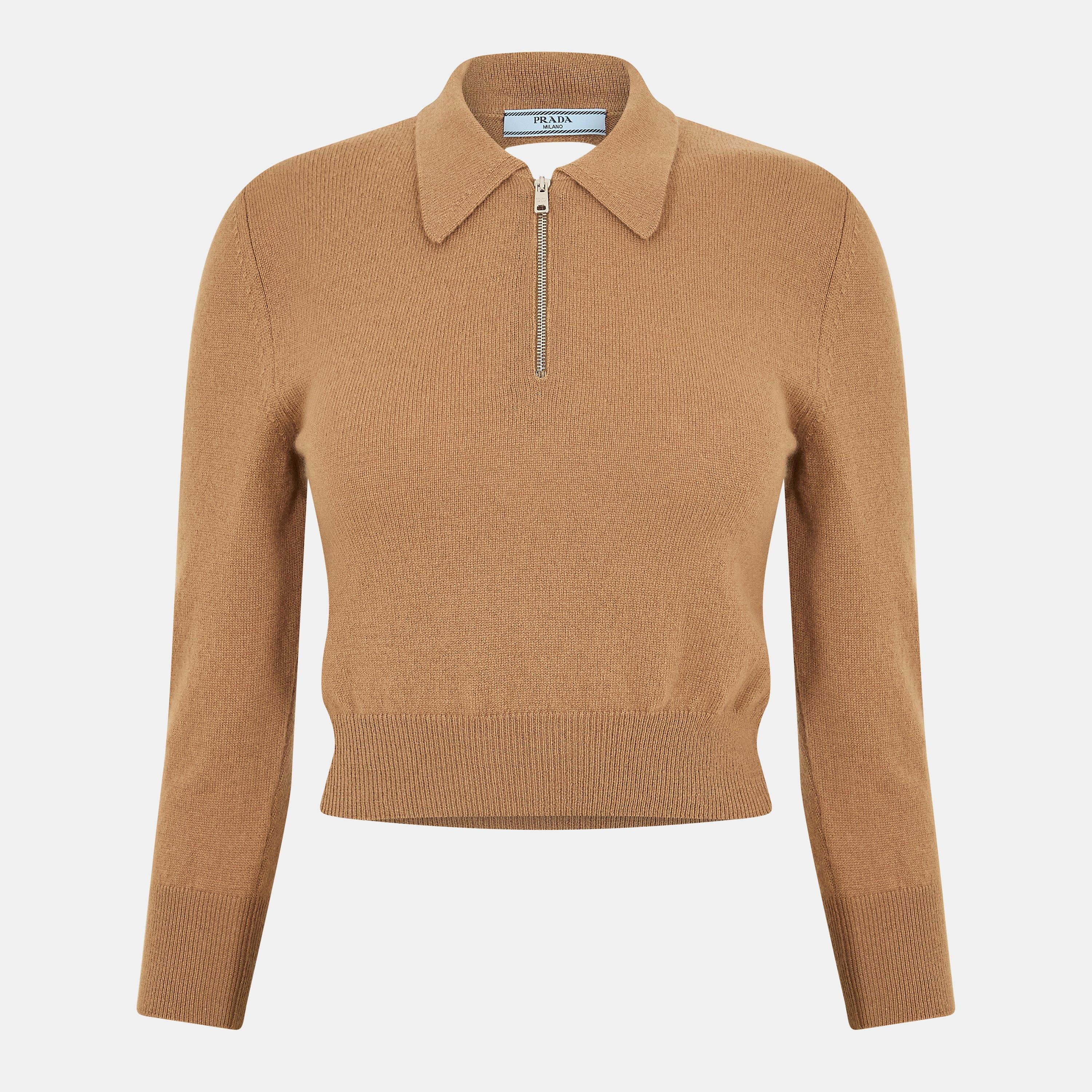 Camello - Prada - Women's Quarter Zip Fleece Top - 1