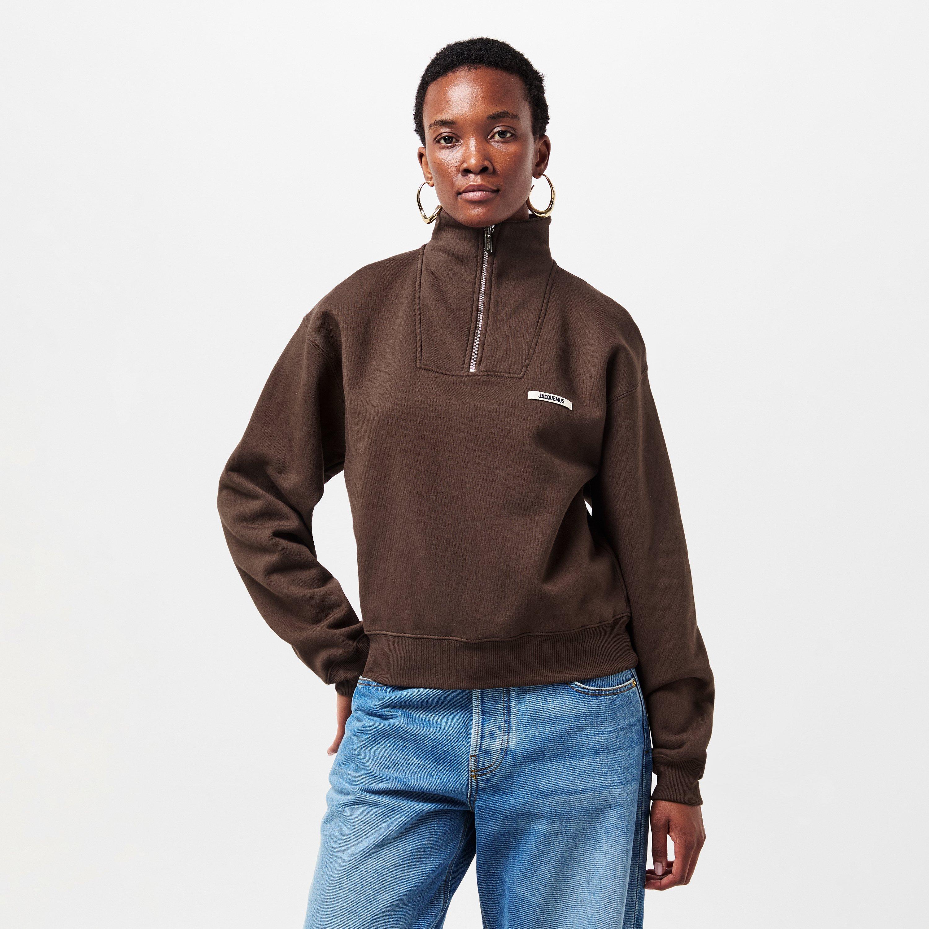 Dark Brown - Jacquemus - Women's quarter Zip Fleece Top - 3