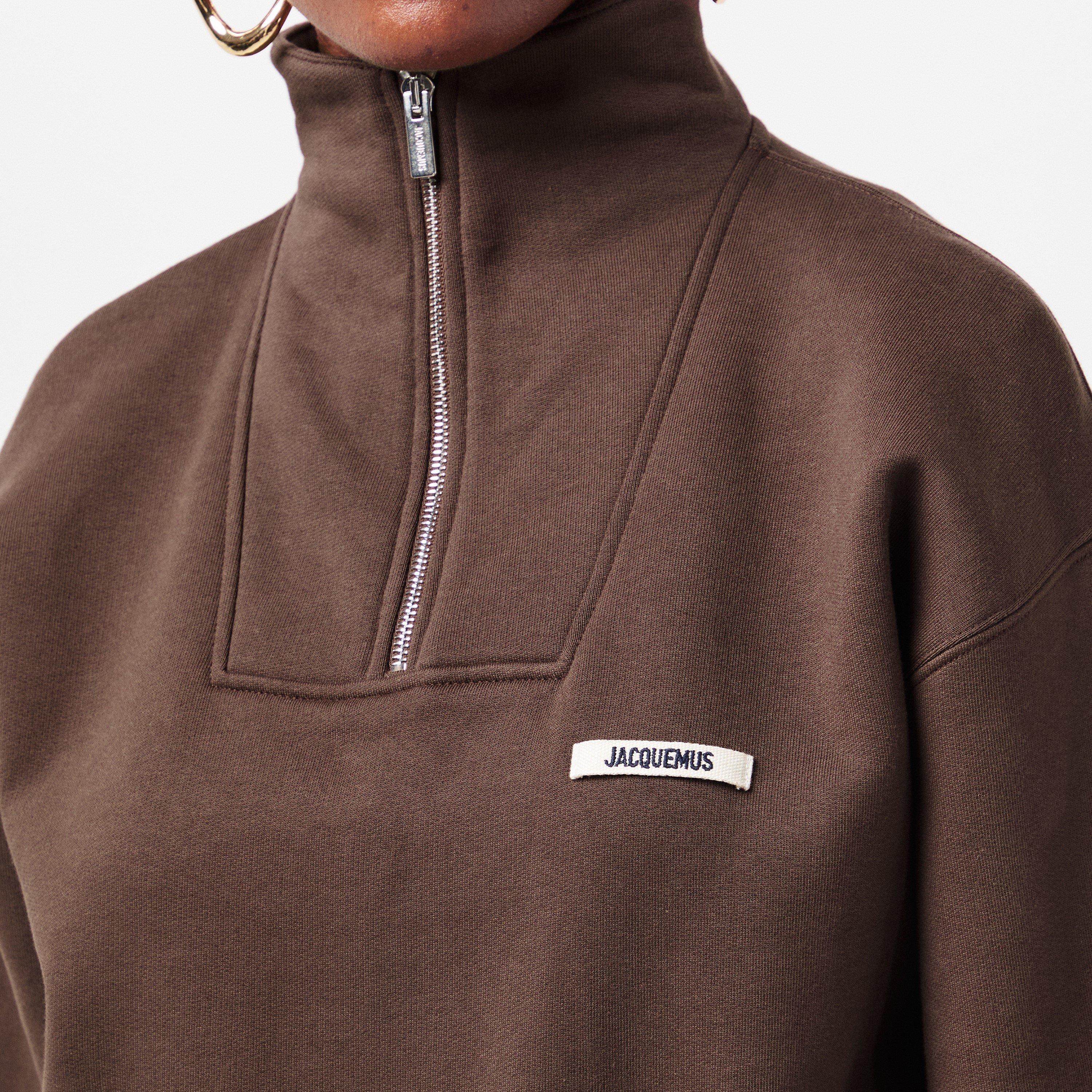 Dark Brown - Jacquemus - Women's quarter Zip Fleece Top - 5
