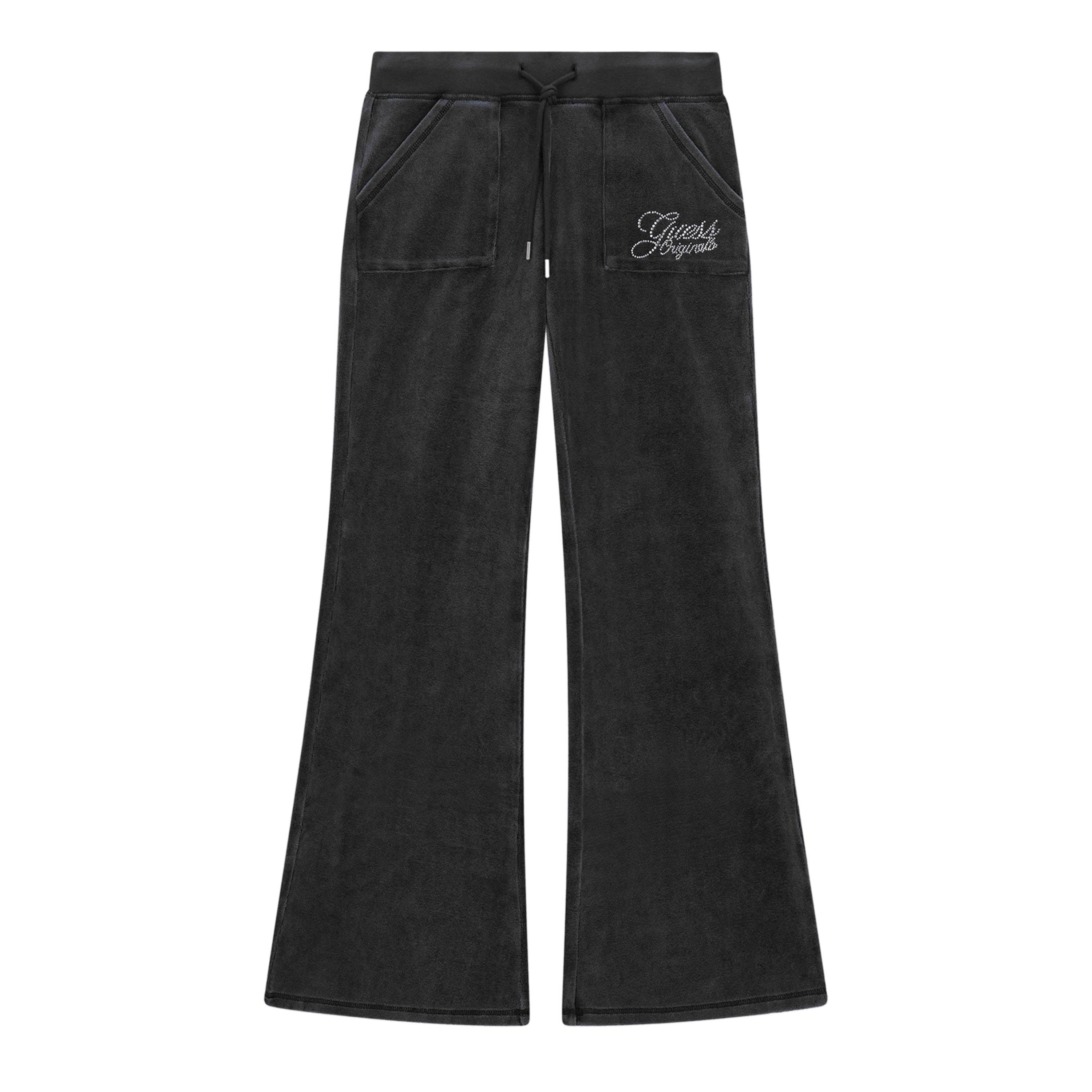 Guess Women's Vel TrackFlare Velour Tracksuits - Jet Black - Size 8 (XS)