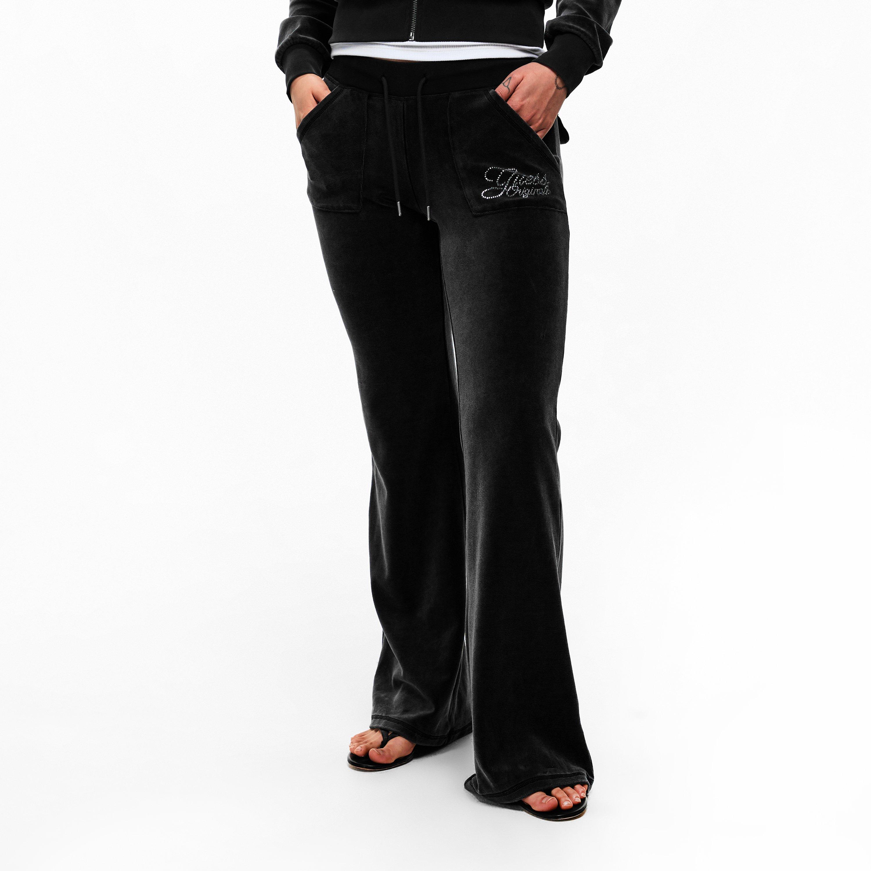 Jet Black - Guess - Women's Vel TrackFlare Velour Tracksuits - 2
