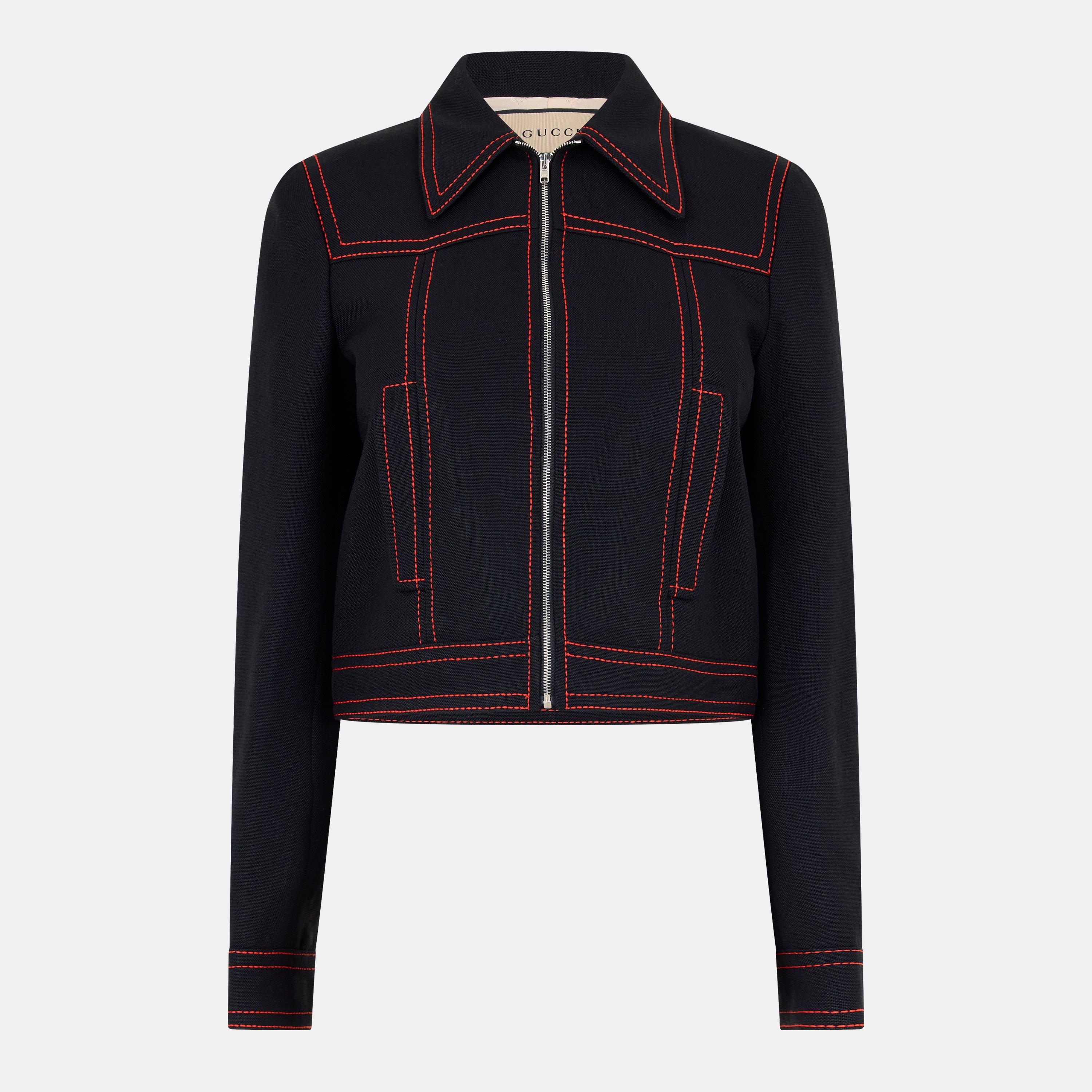 Black/Mix - Gucci - Women's Structured Denim Jacket - 1