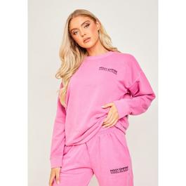 Missy Empire Alesha Pink Missy Empire Text Oversized Sweatshirt