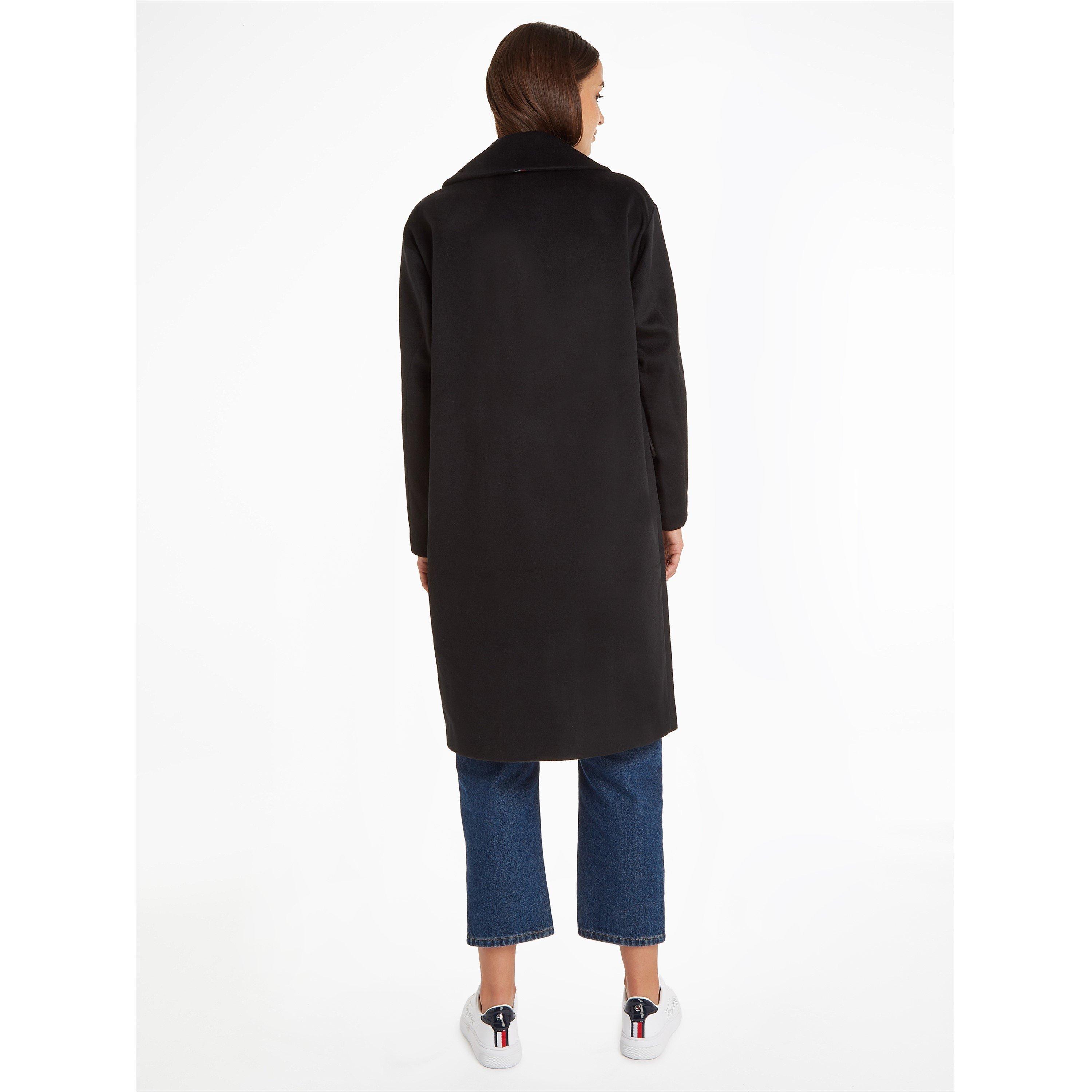 Black - Tommy Hilfiger - Women's Wool Blend Water Resistant Long Sleeve Relaxed Fit Overcoat - 3
