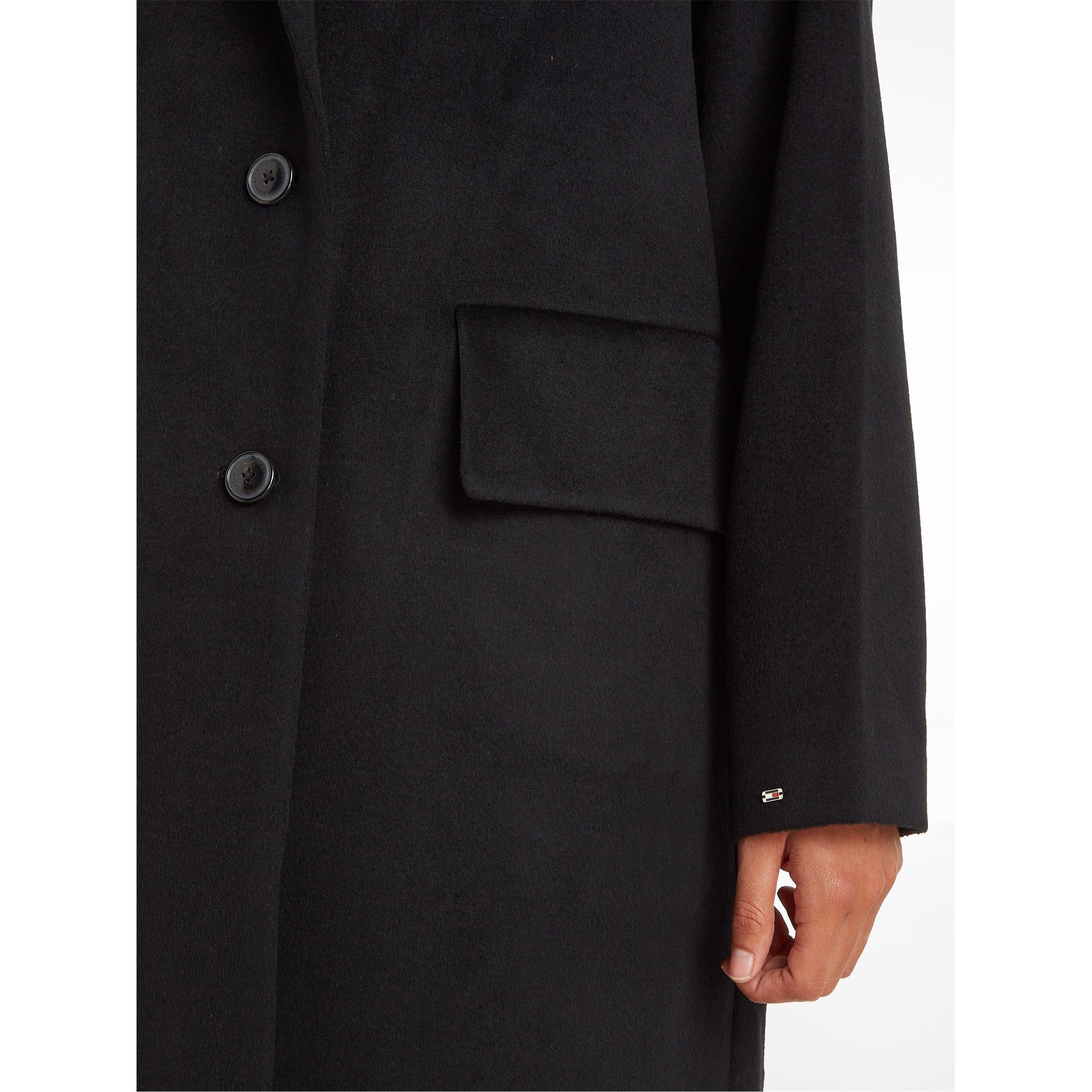 Black - Tommy Hilfiger - Women's Wool Blend Water Resistant Long Sleeve Relaxed Fit Overcoat - 4