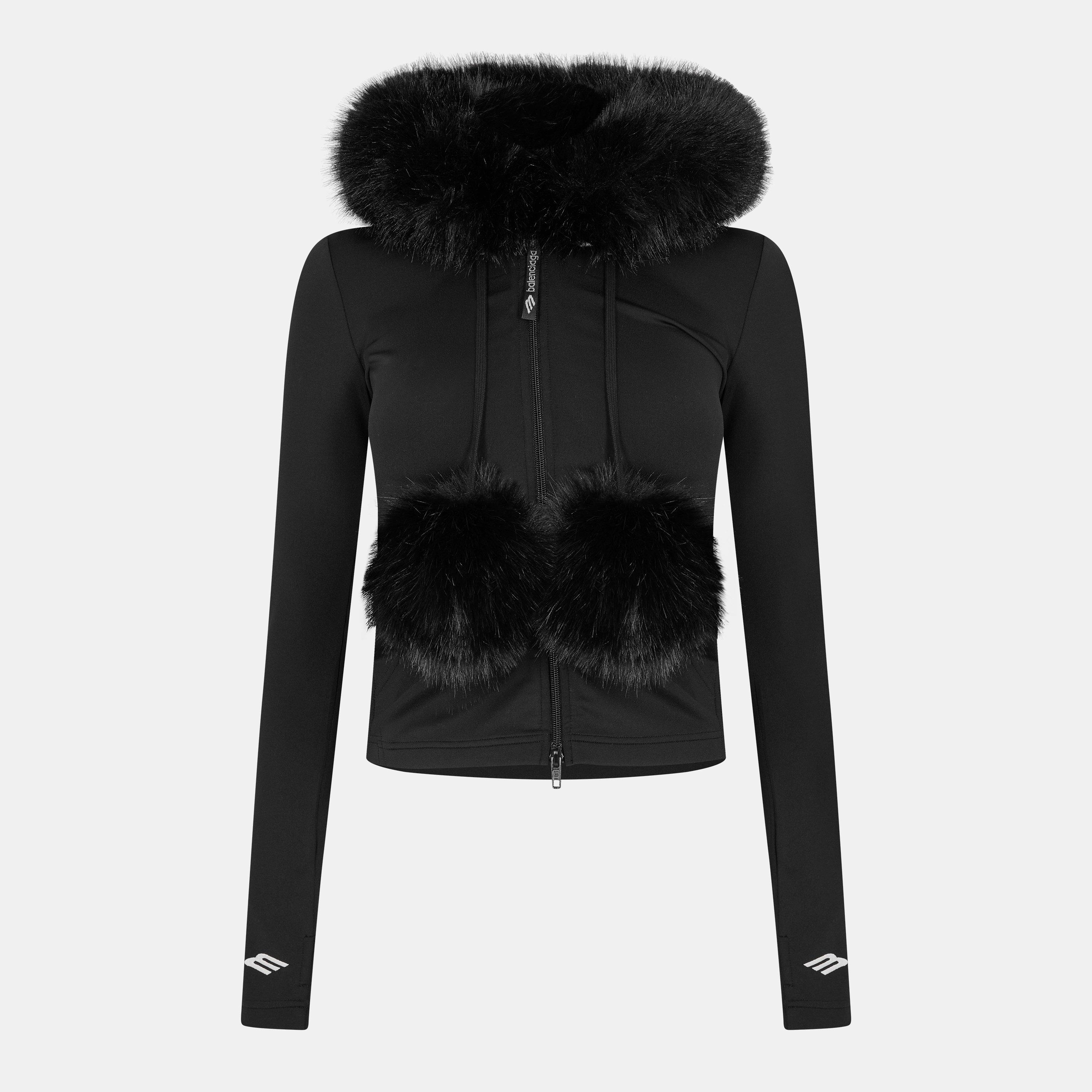 Black - Balenciaga - Women's Bal Fur Pull Over Hoodie - 1