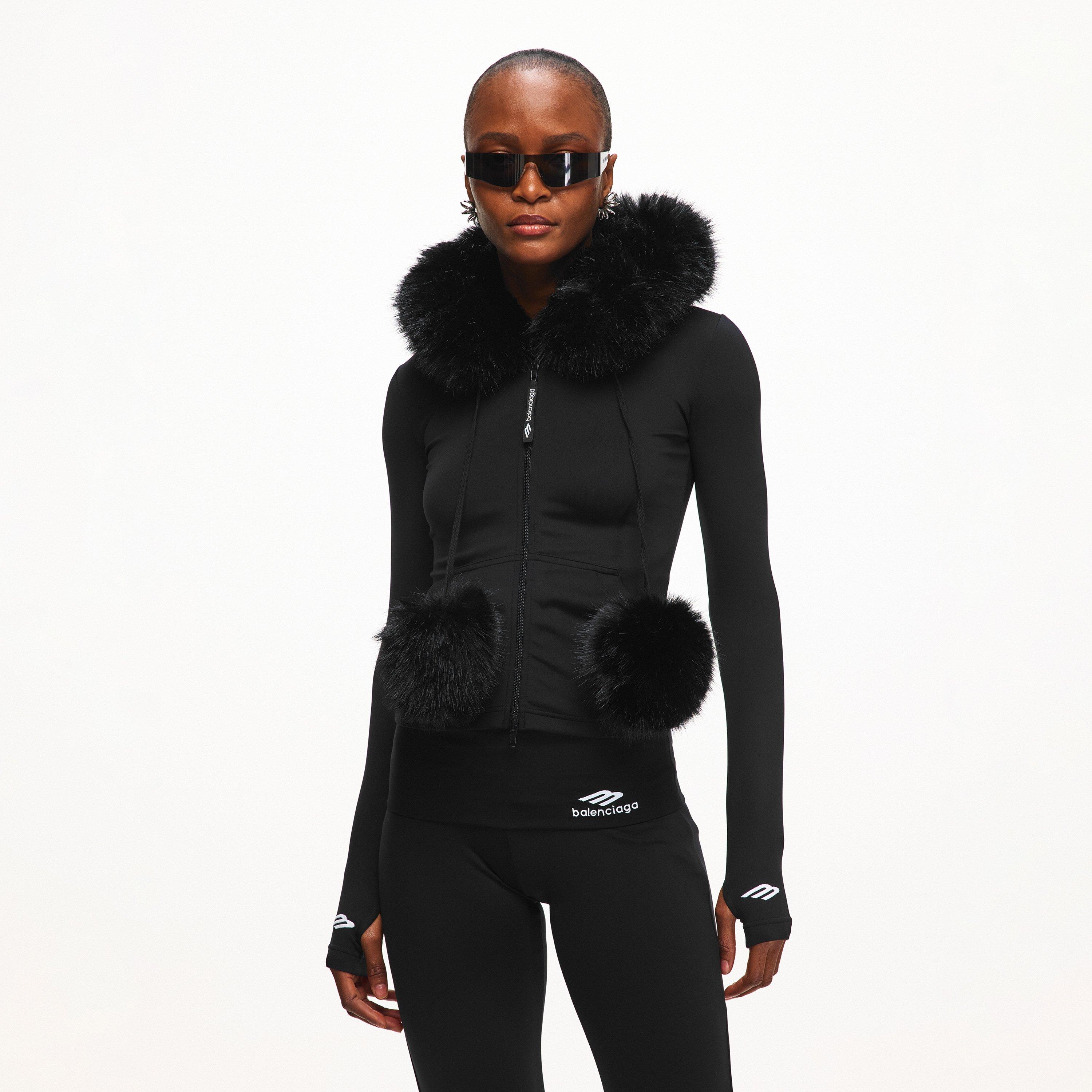 Black - Balenciaga - Women's Bal Fur Pull Over Hoodie - 3