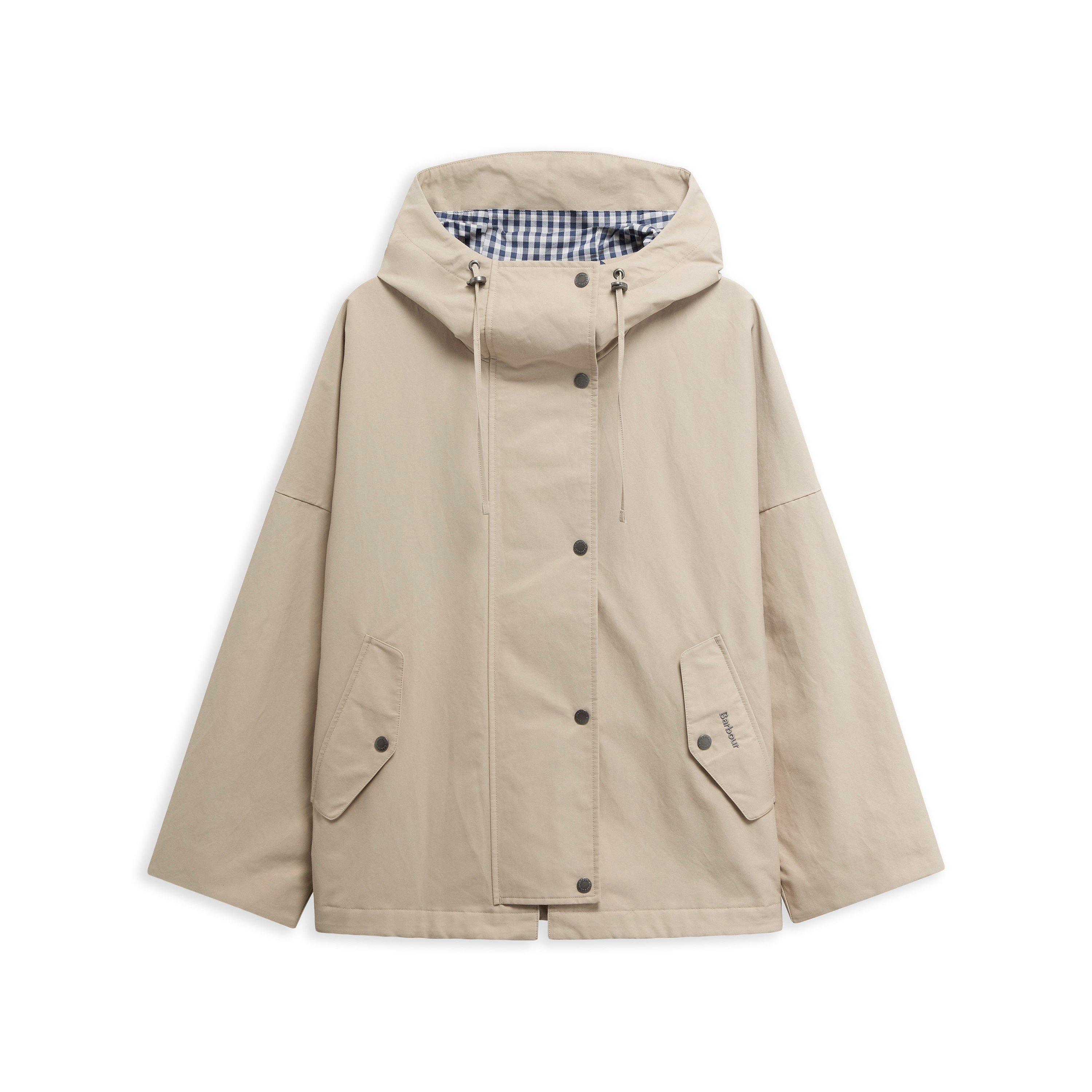 Barbour Women's Mac - LSand/Navy Gngh - Size 14 (L)