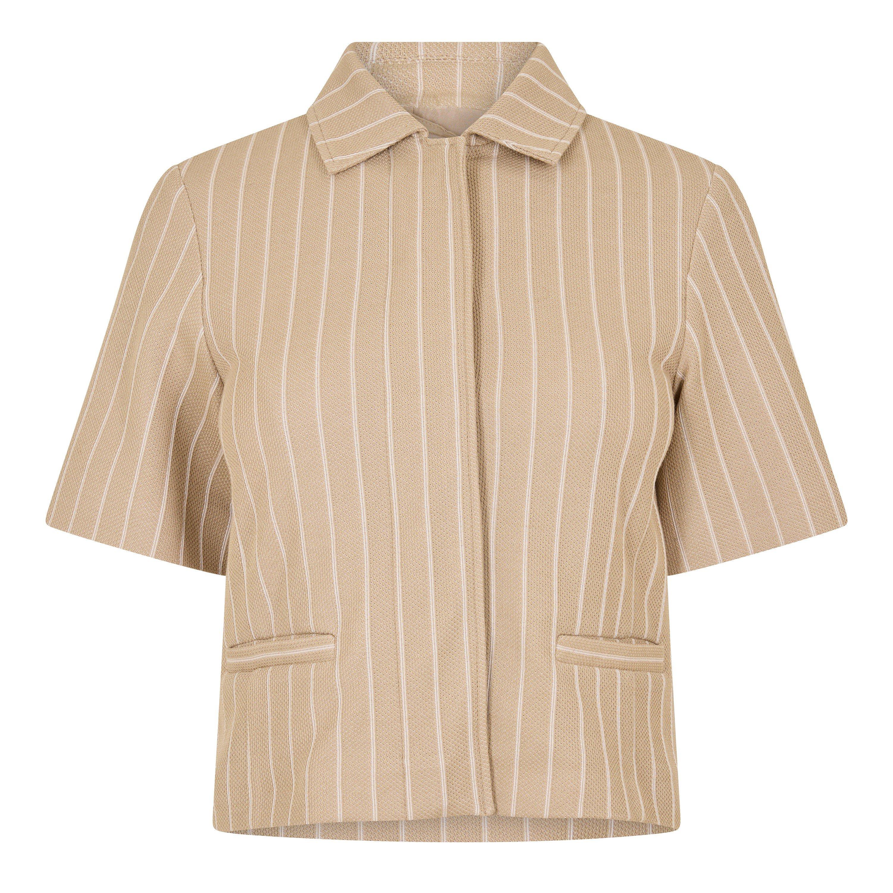 Max Mara Max Jersey Jacket Ld61 - Beige Pinstripe - Size 10 (S)