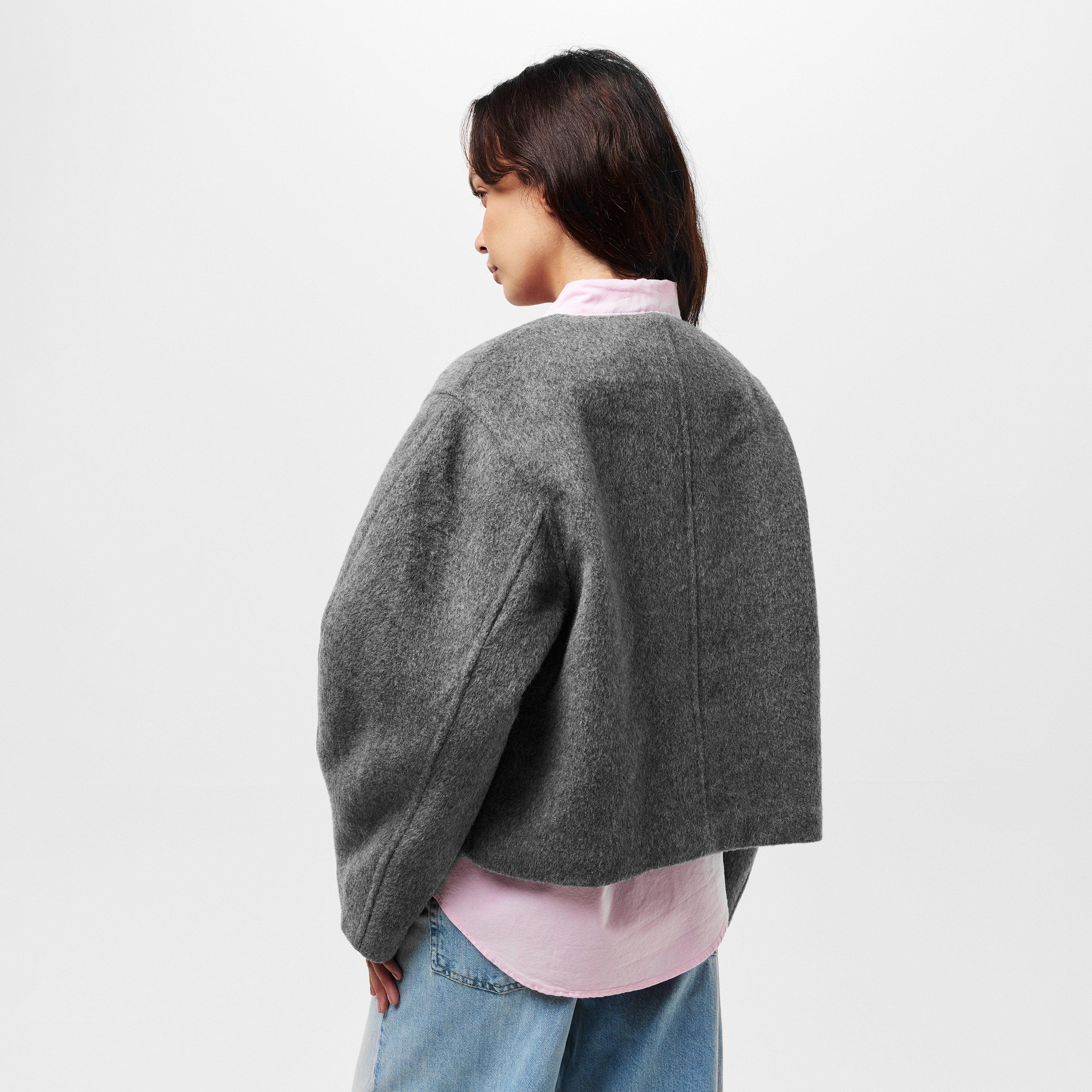 Grey - Raey - Women's  Wrap Cropped Long Sleeve Overcoat - 4