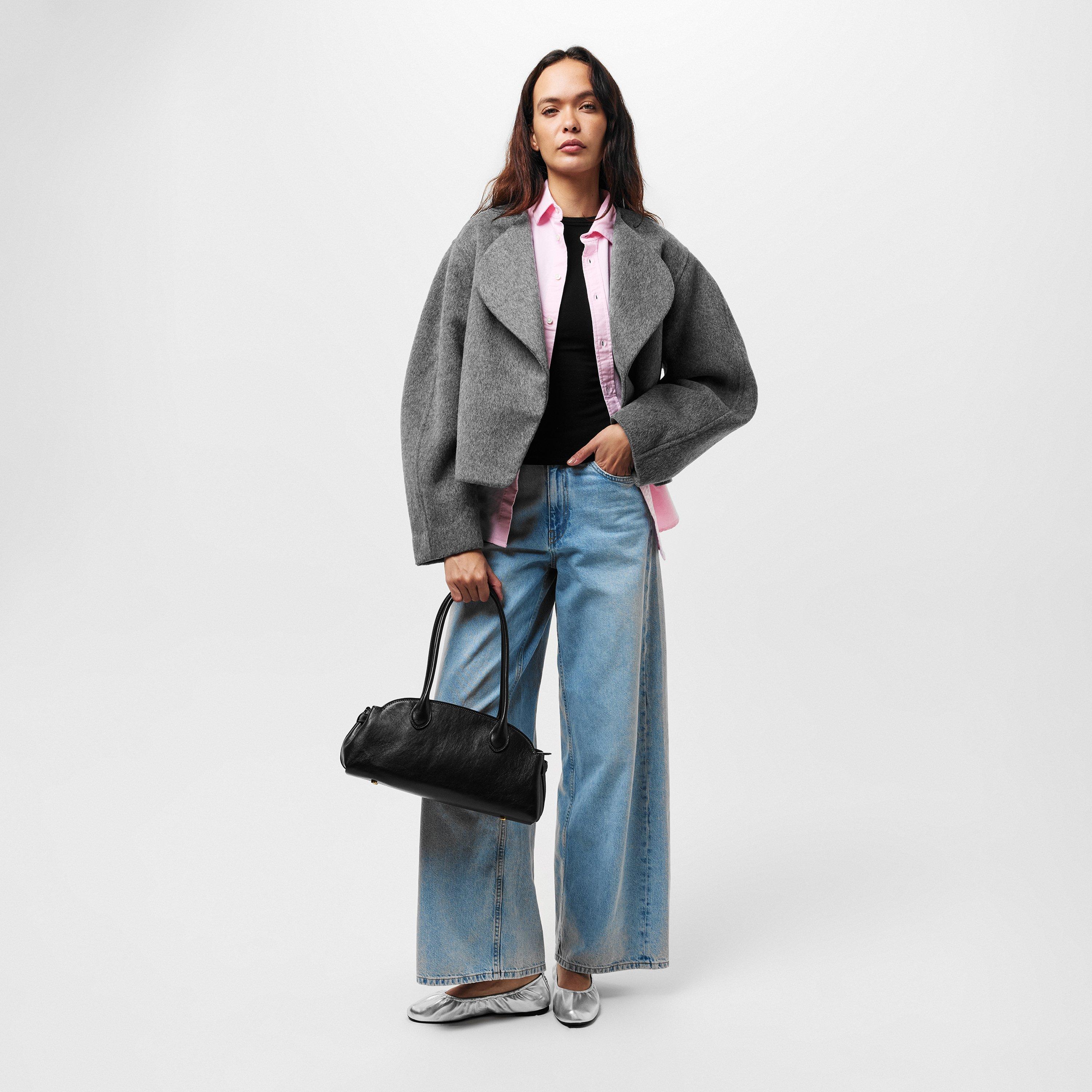 Grey - Raey - Women's  Wrap Cropped Long Sleeve Overcoat - 6