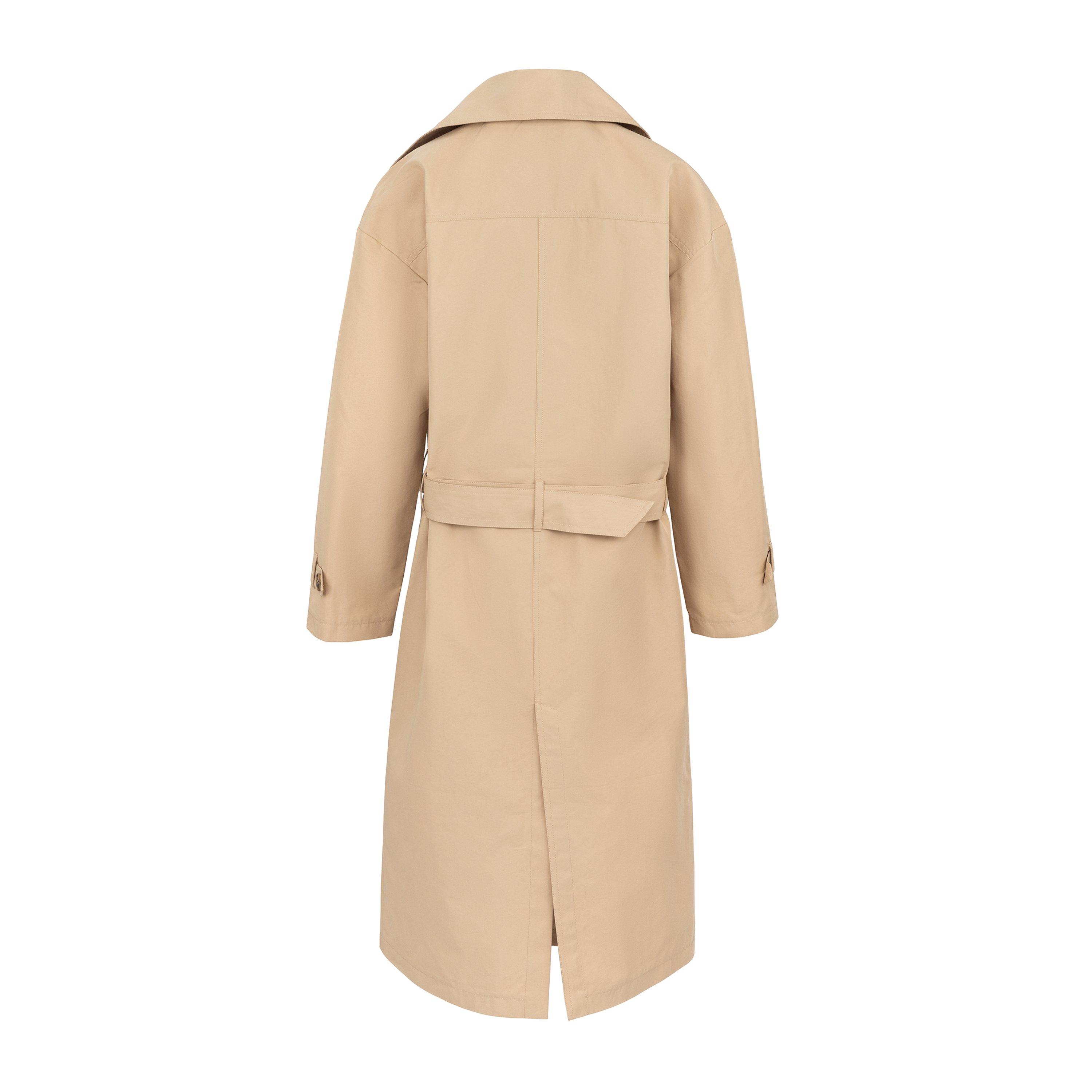 Beige - Firetrap - Women's Water Resistant Cotton Long Sleeve Mid-Length Trench Coat - 2