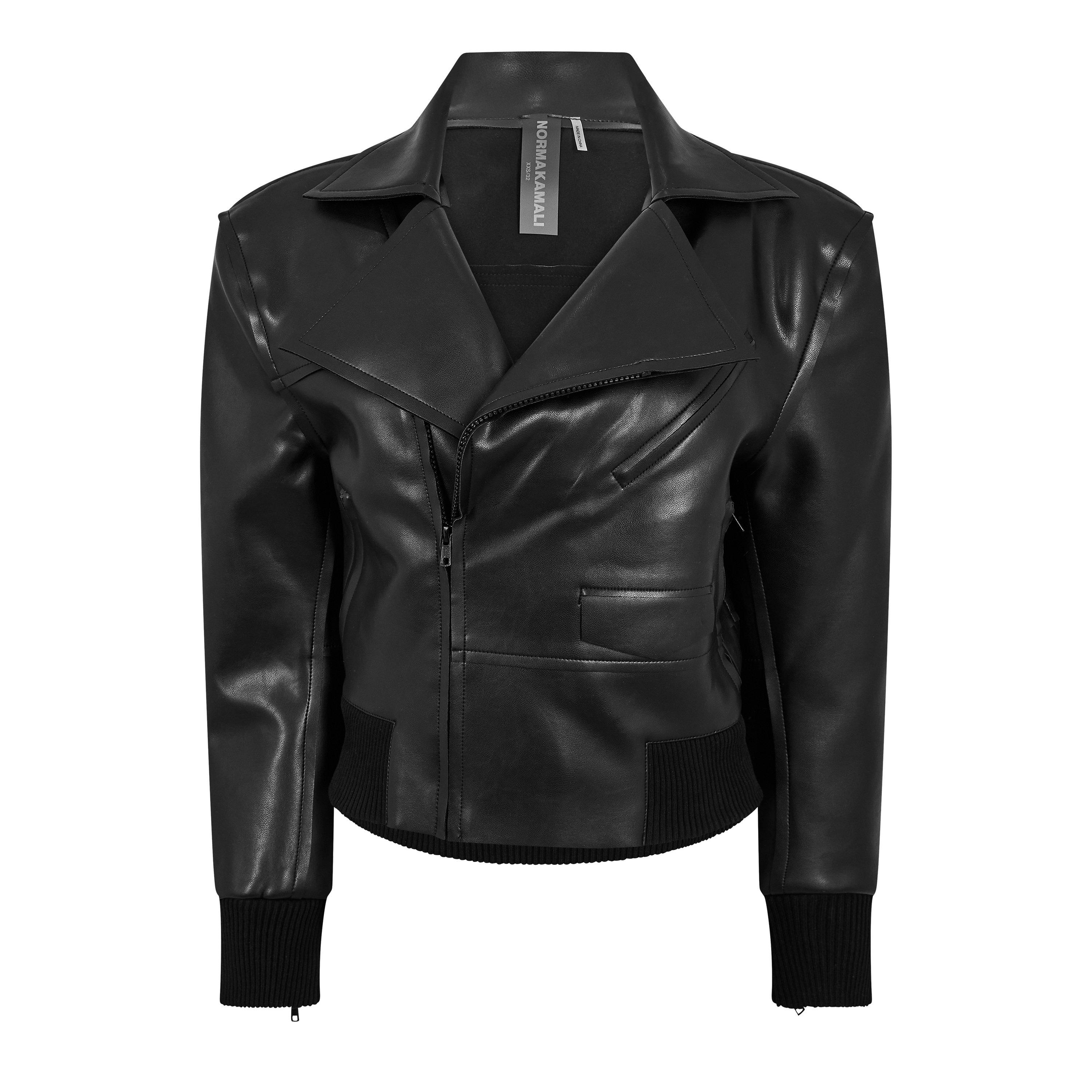 Norma Kamali Women's Mini Moto Bomber Jacket - Black - 14 (L)
