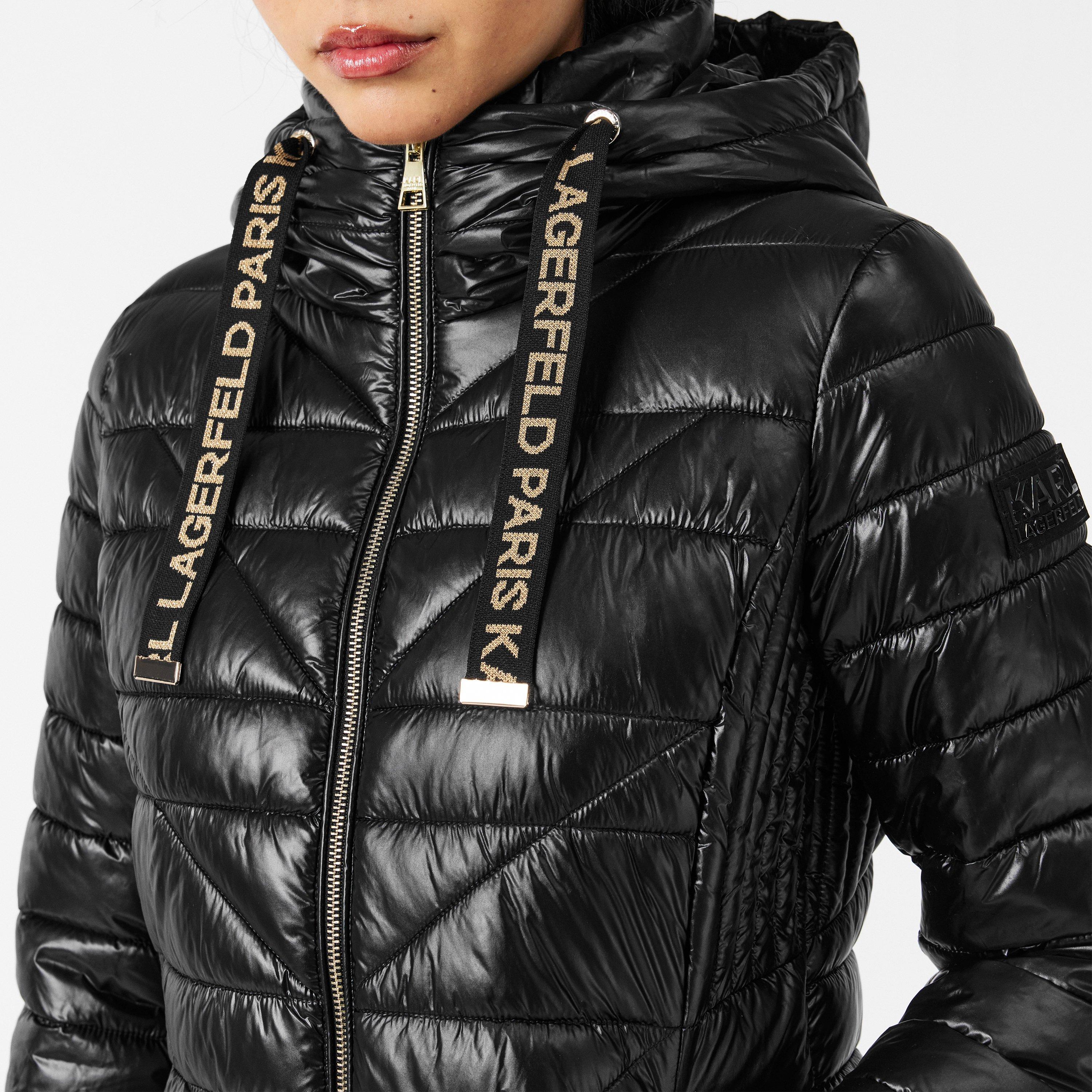 Black - Karl Lagerfeld - Women's Logo Tape Puff Short Puffer Jacket - 5