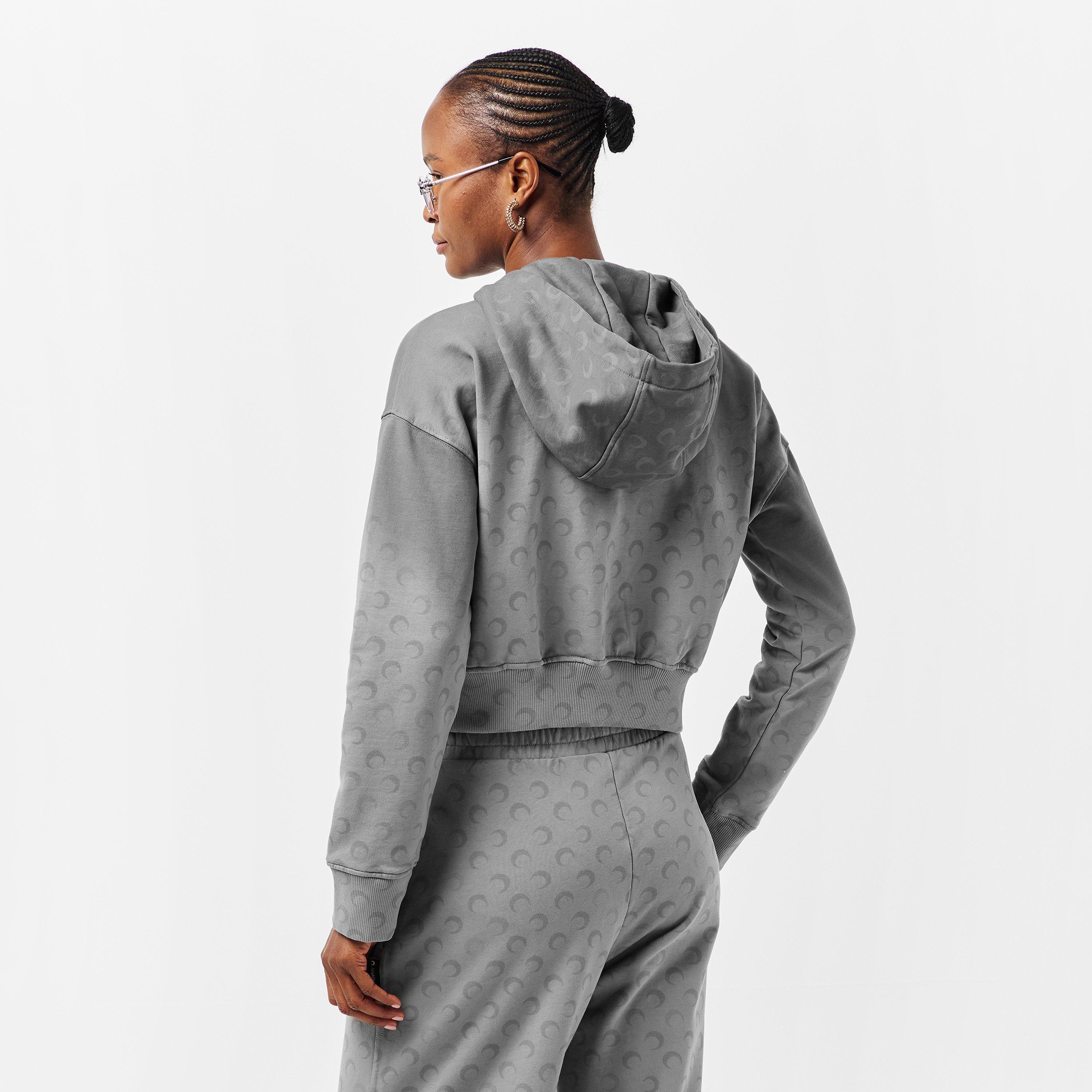 GR90 Dark Grey - Marine Serre - Women's Cropped Hoodie - 4