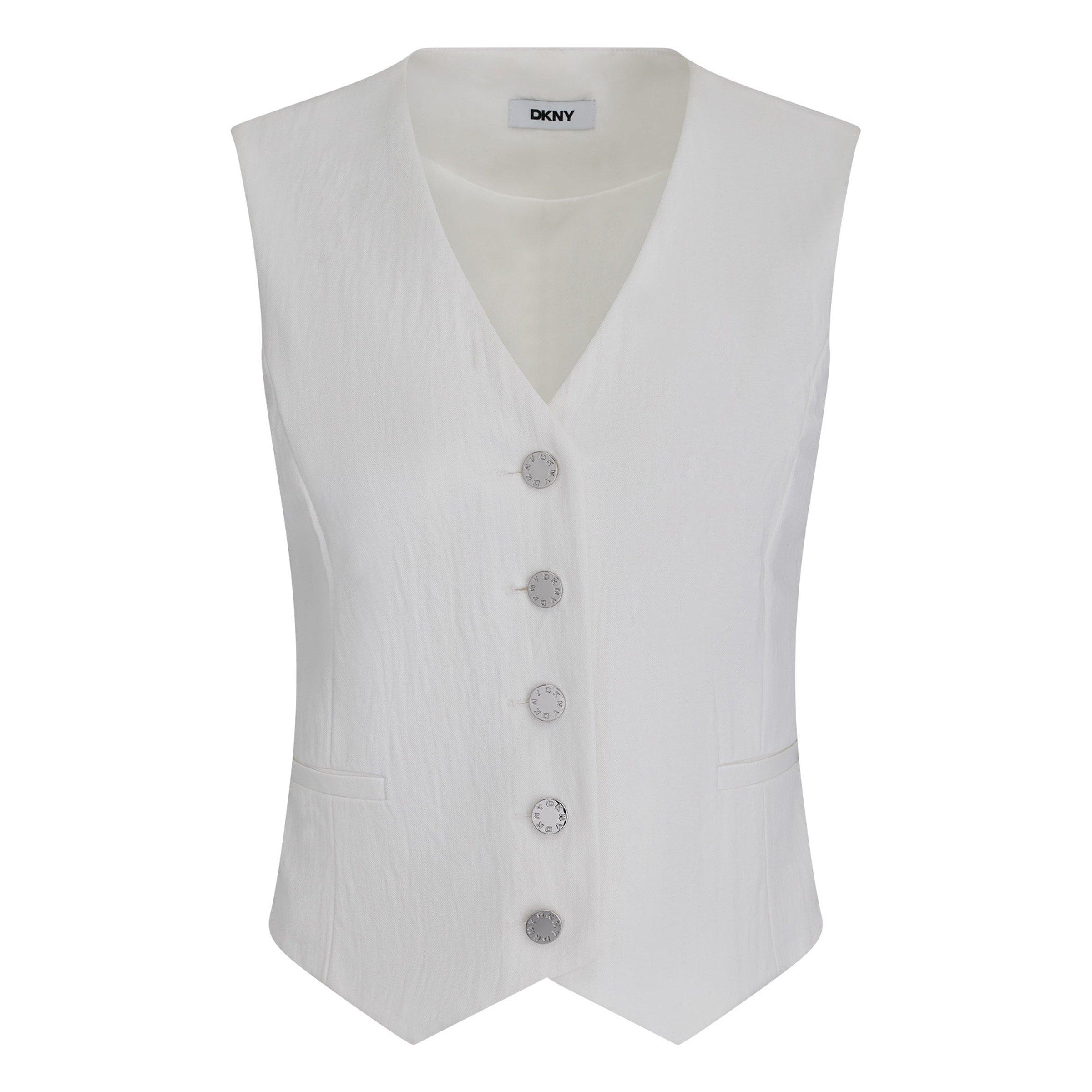 DKNY Women's Waistcoat - Ivory - Size 8 (XS)
