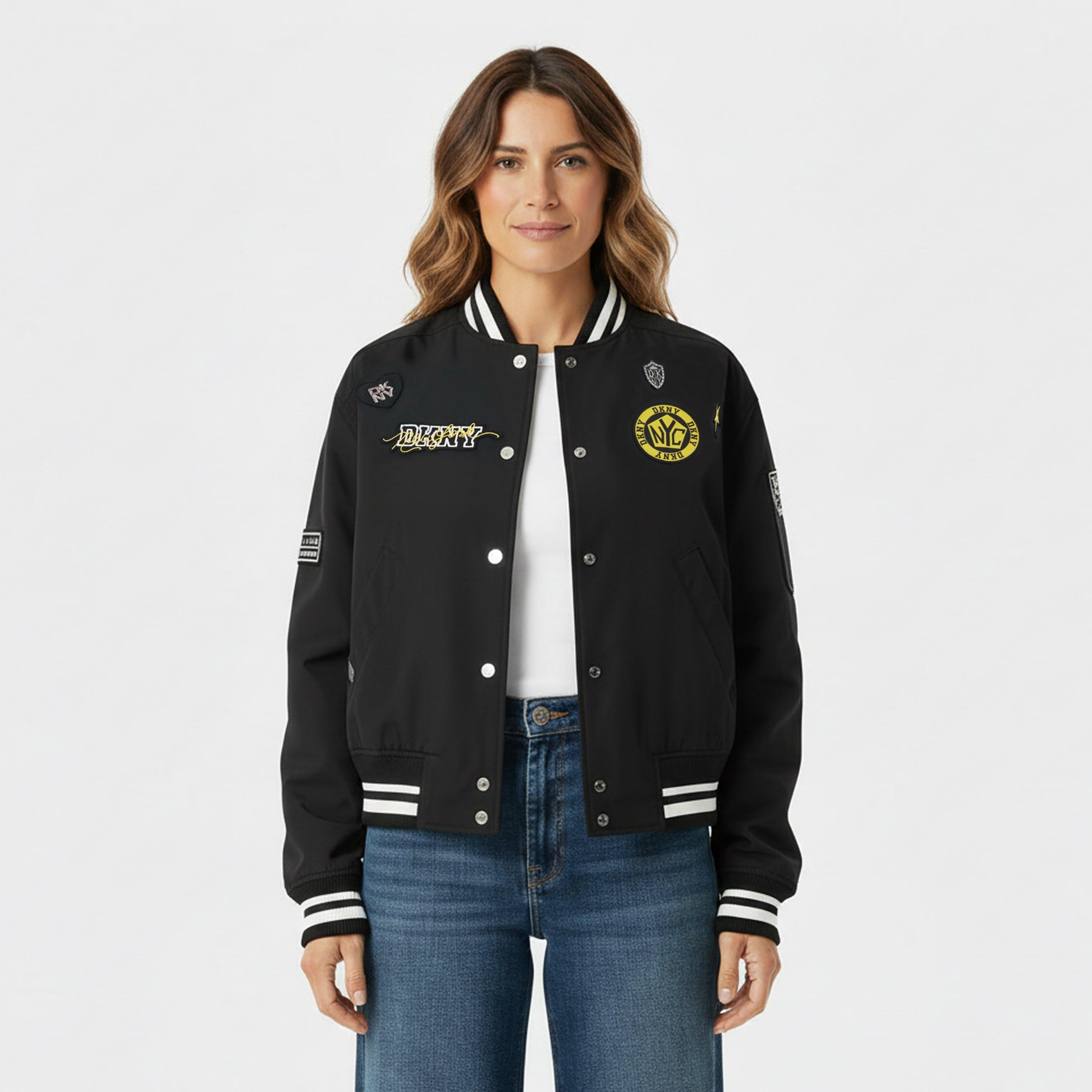 Black - DKNY - Women's Varsity Jacket - 3