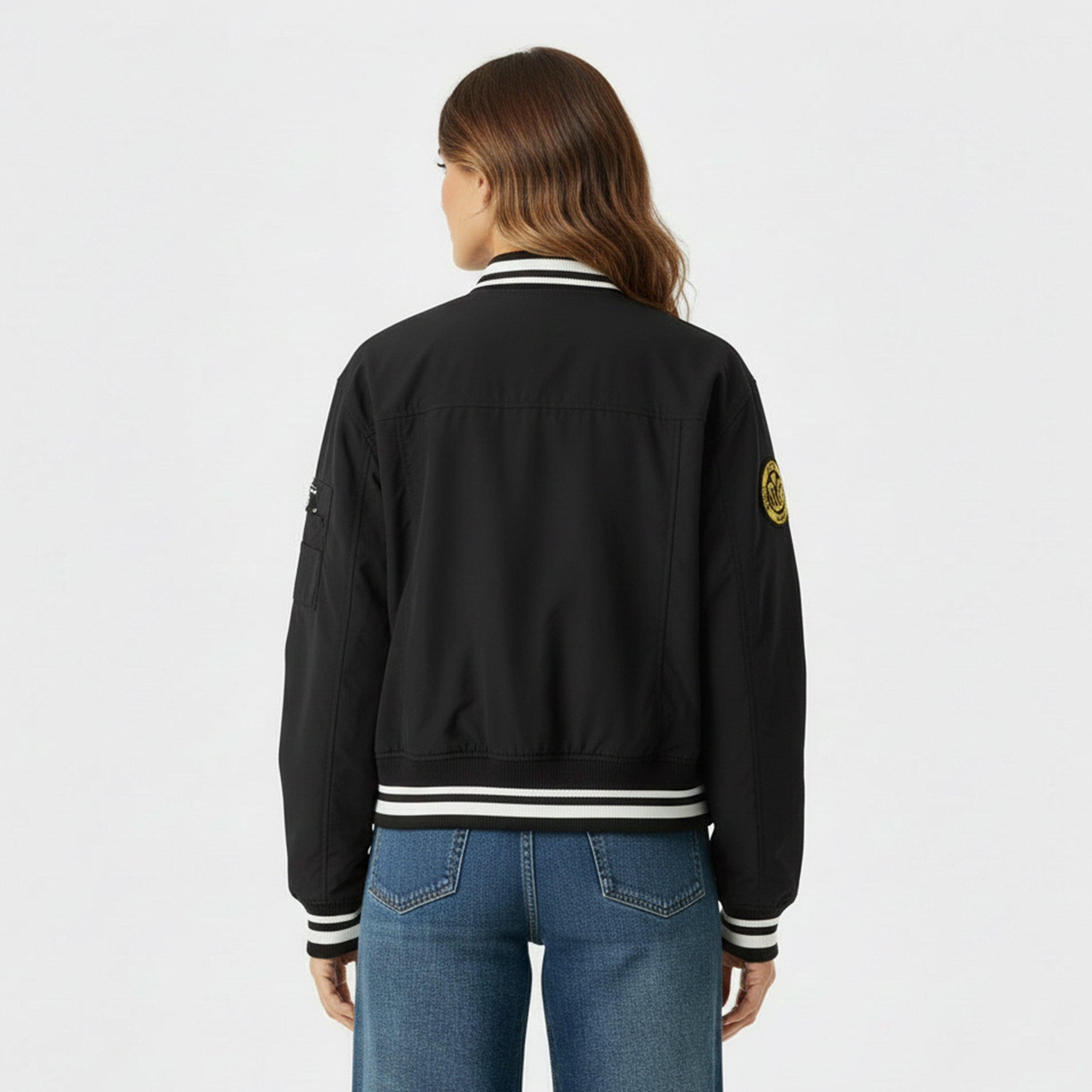 Black - DKNY - Women's Varsity Jacket - 4