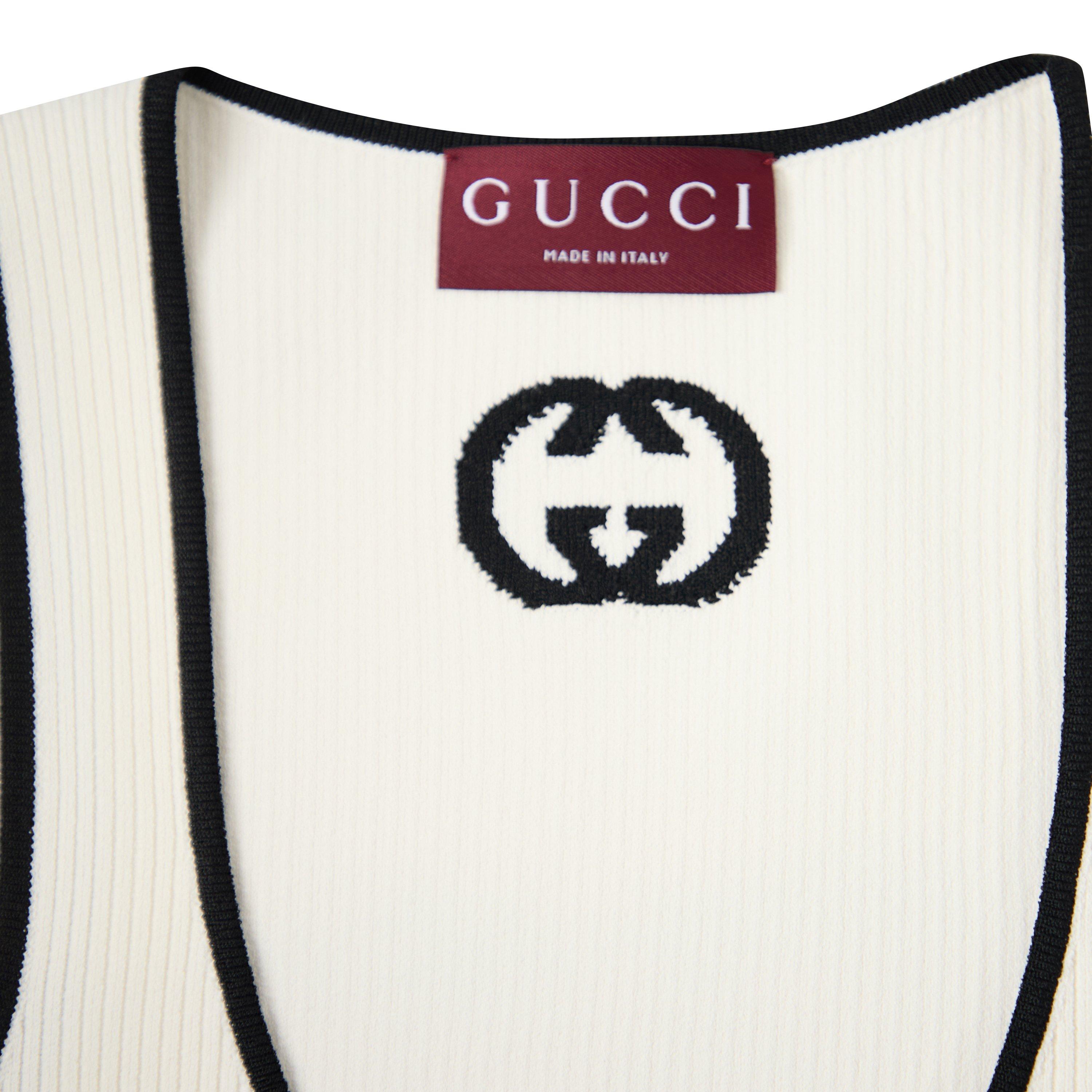 White/Blk - Gucci - Women's BK Logo Knitted Top - 5