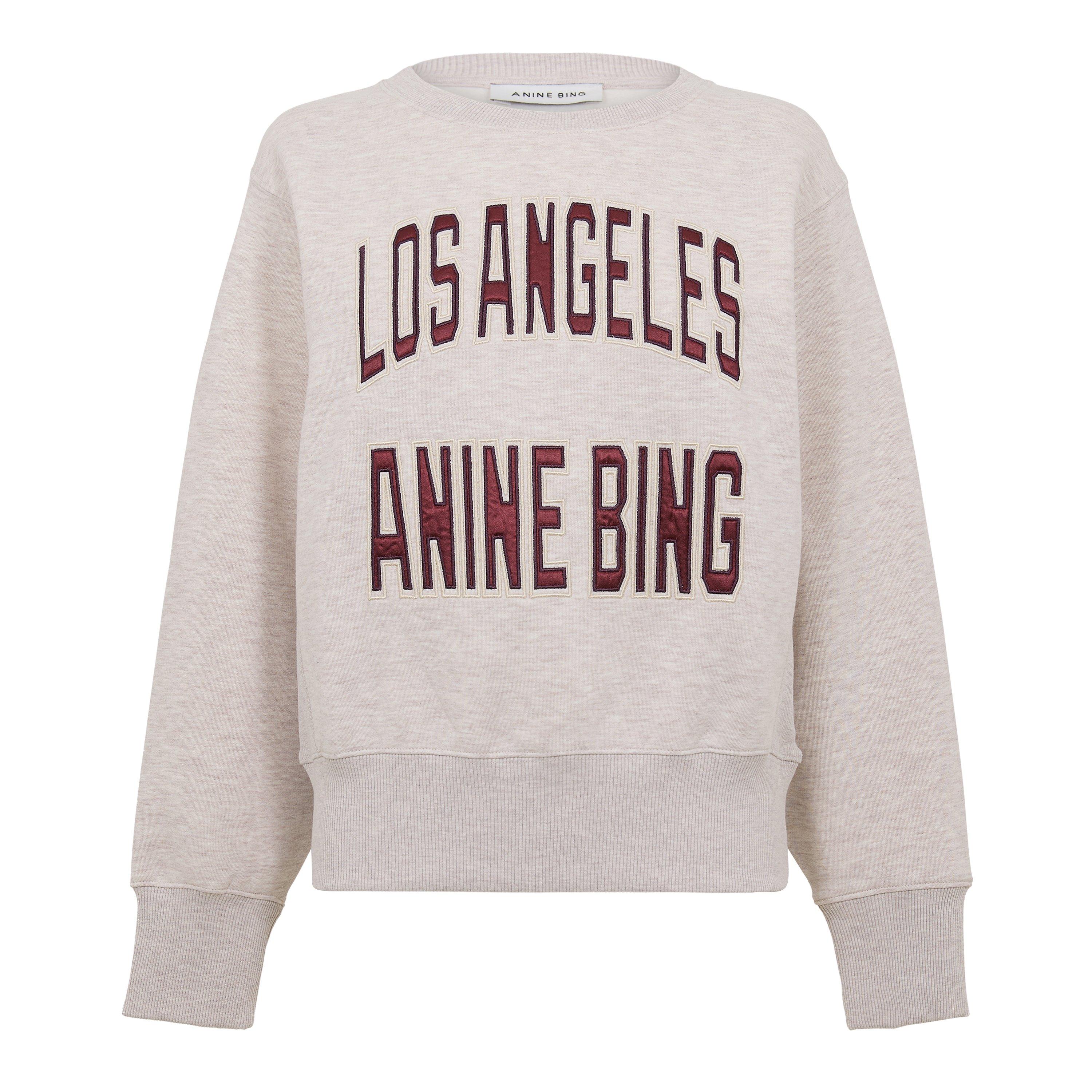 Anine Bing Womens Harry Sweatshirt - OATMEAL MELANGE - Size 14 (L)