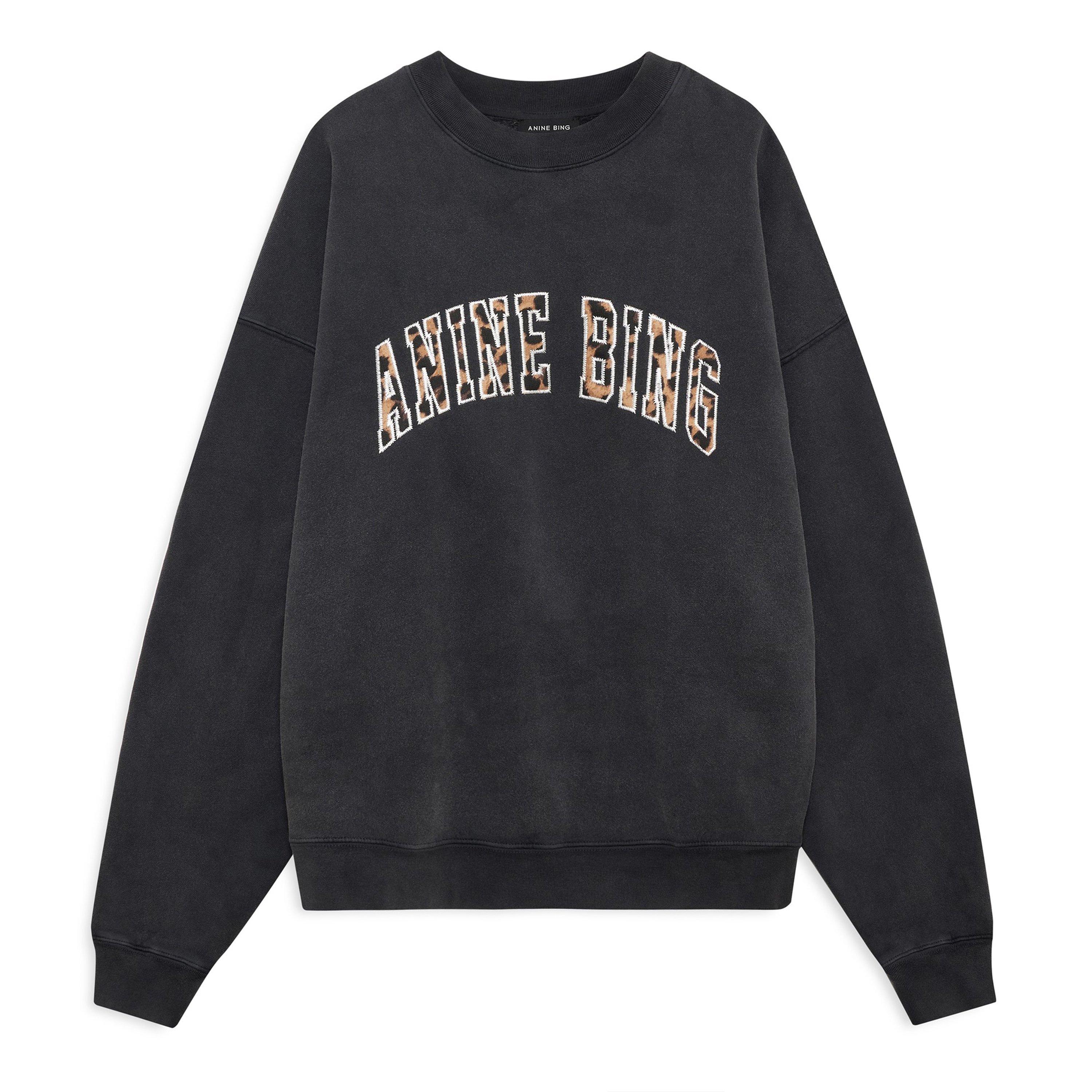 Anine Bing Womens Miles Sweatshirt - Black Leo - Size 8 (XS)