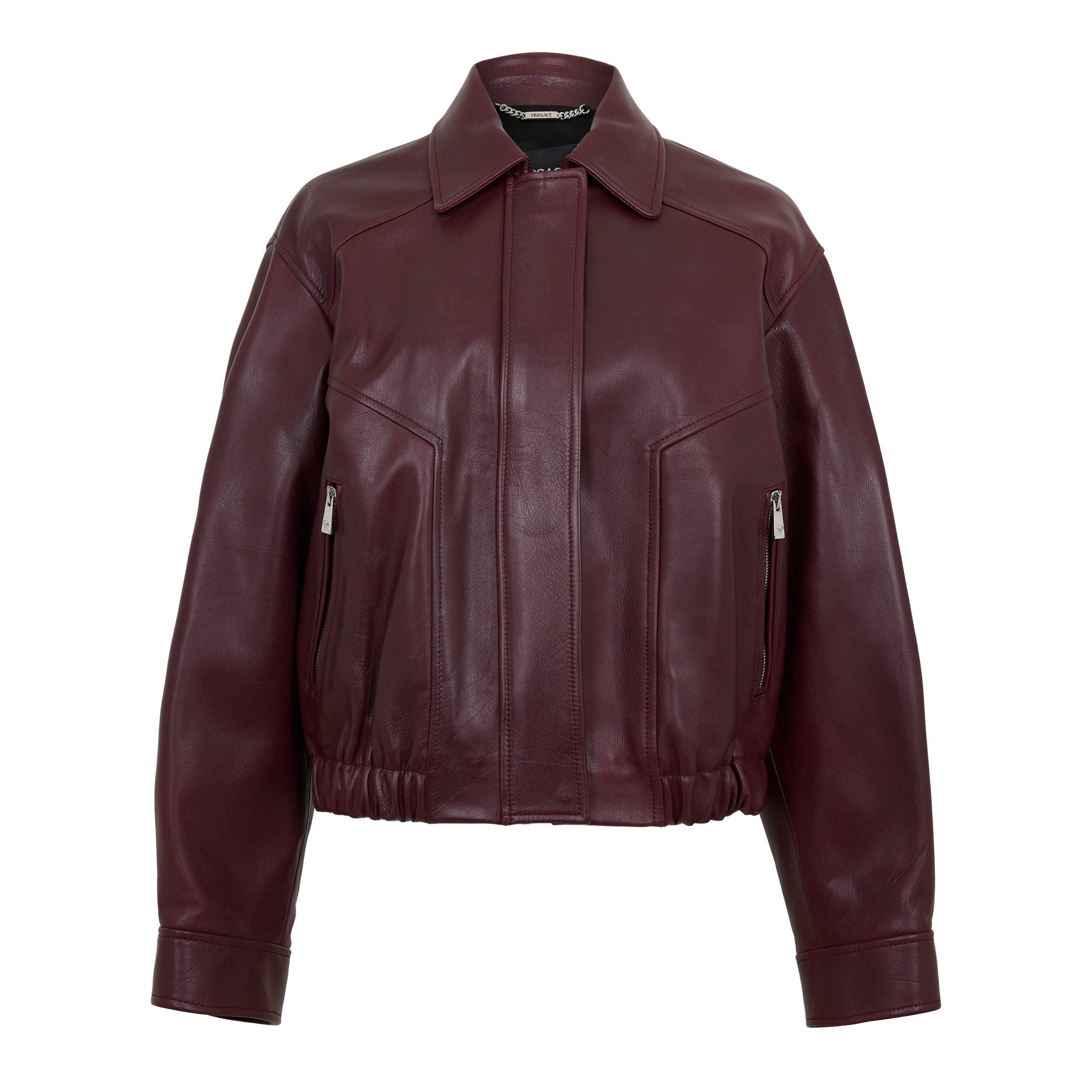 Versace Women's Blouson Leather Jacket - Dark Burgundy - Size 40 (UK 8)