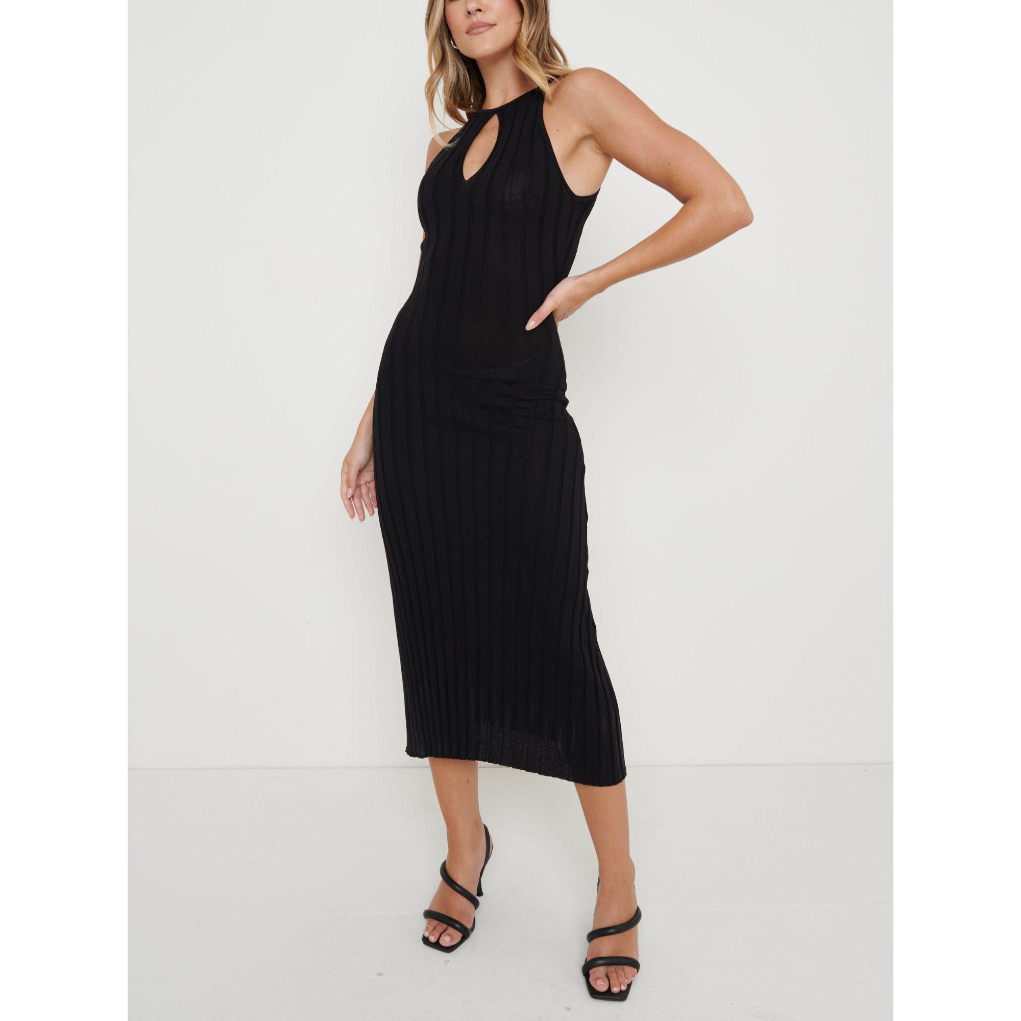 Black - Pretty Lavish - Women's Isla Knitted Midaxi Jumper Dress - 1
