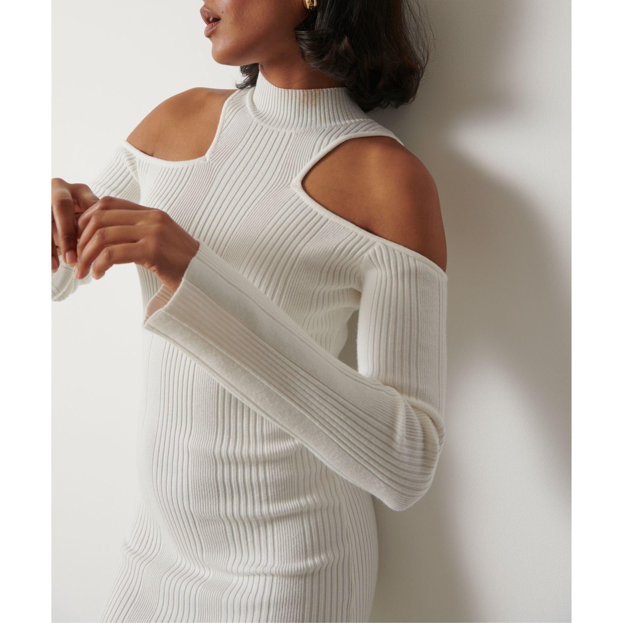 Cream - Pretty Lavish - Women's Knitted Jumper Dress - 2