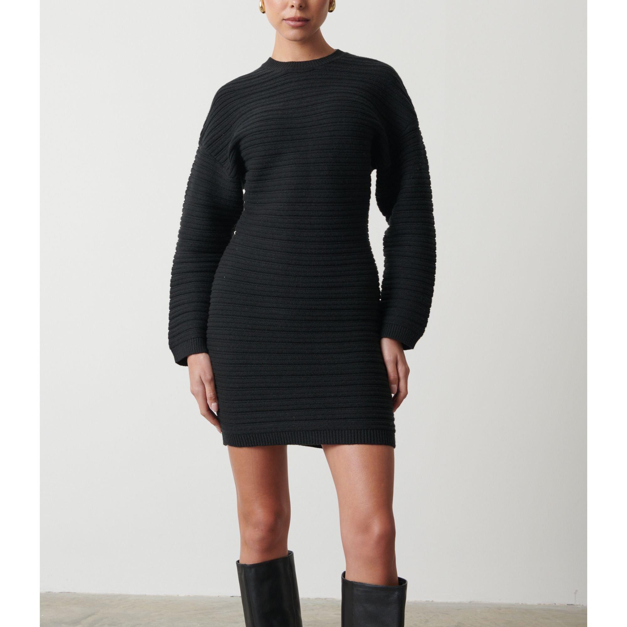 Black - Pretty Lavish - Annie Tie Knitted Jumper Dress - 2