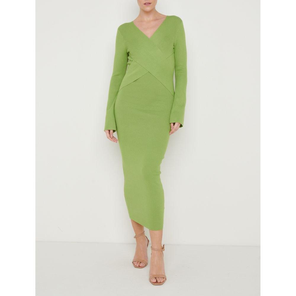 Green - Pretty Lavish - Women's Knitted Jumper Dress - 1