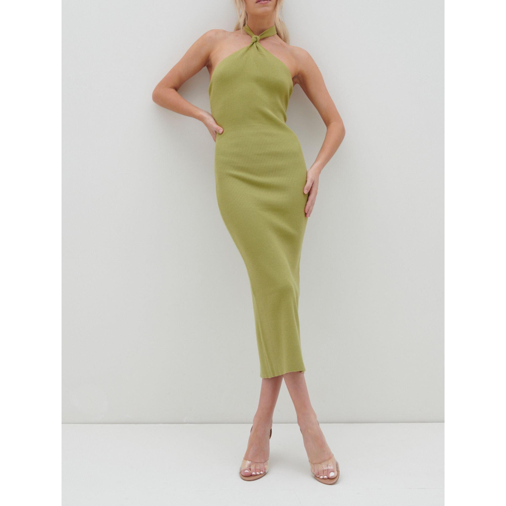 Green - Pretty Lavish - Women's Knitted Jumper Dress - 1