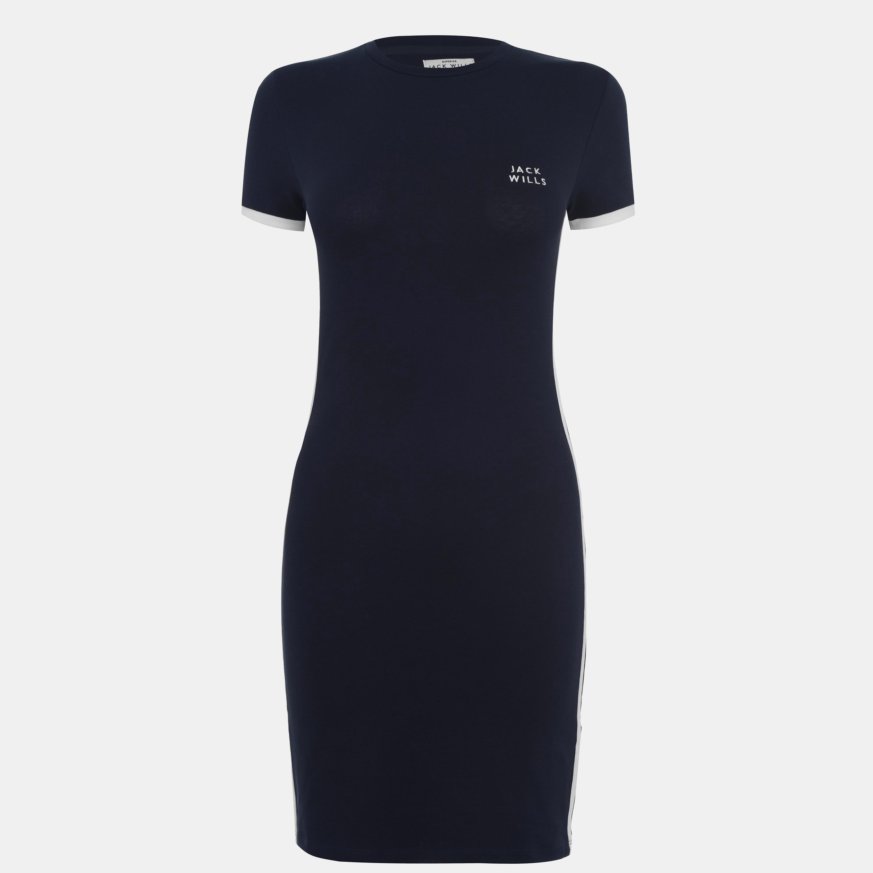 Navy - Jack Wills - Goodrington Side Stripe Ringer Mini Dress - 1