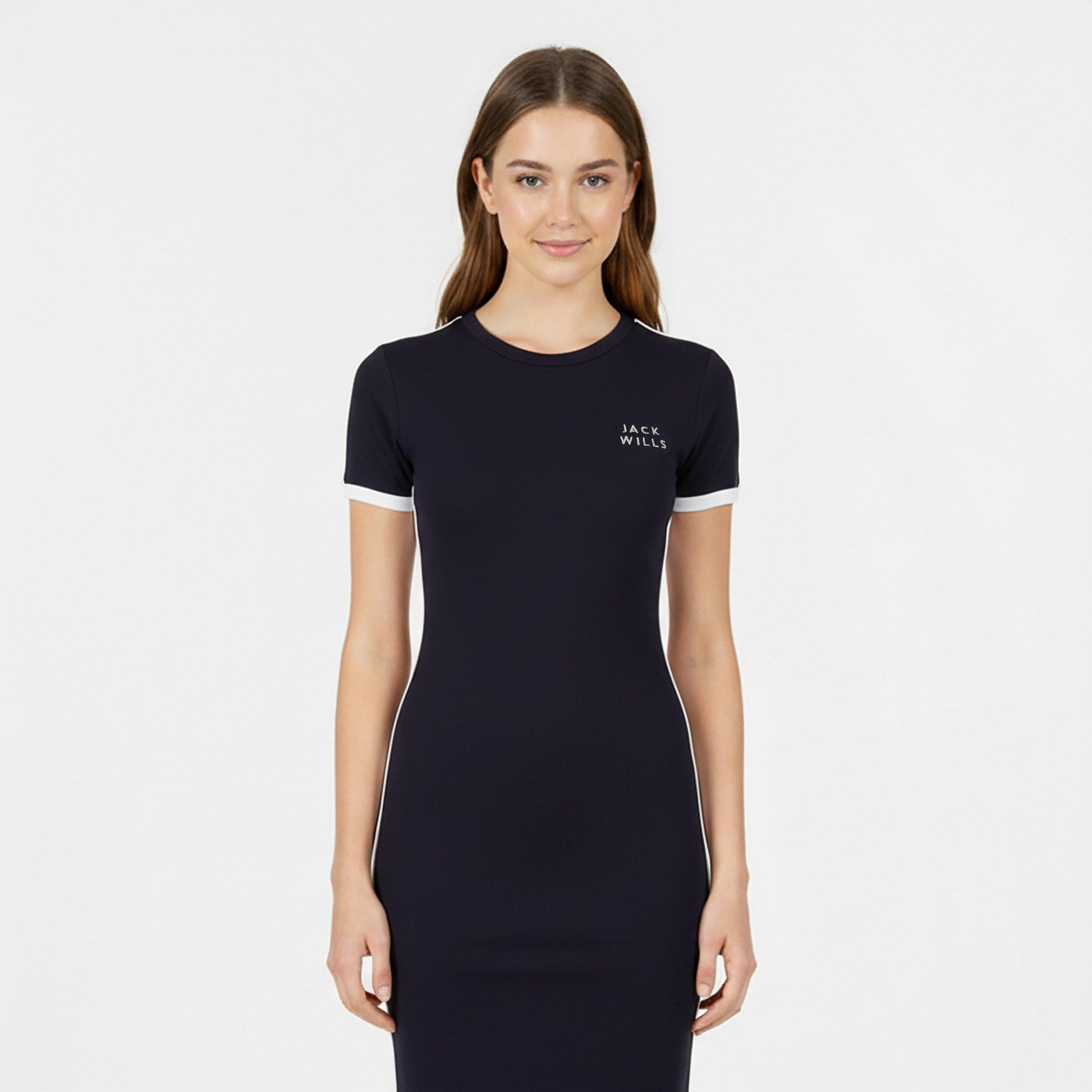 Navy - Jack Wills - Goodrington Side Stripe Ringer Mini Dress - 3