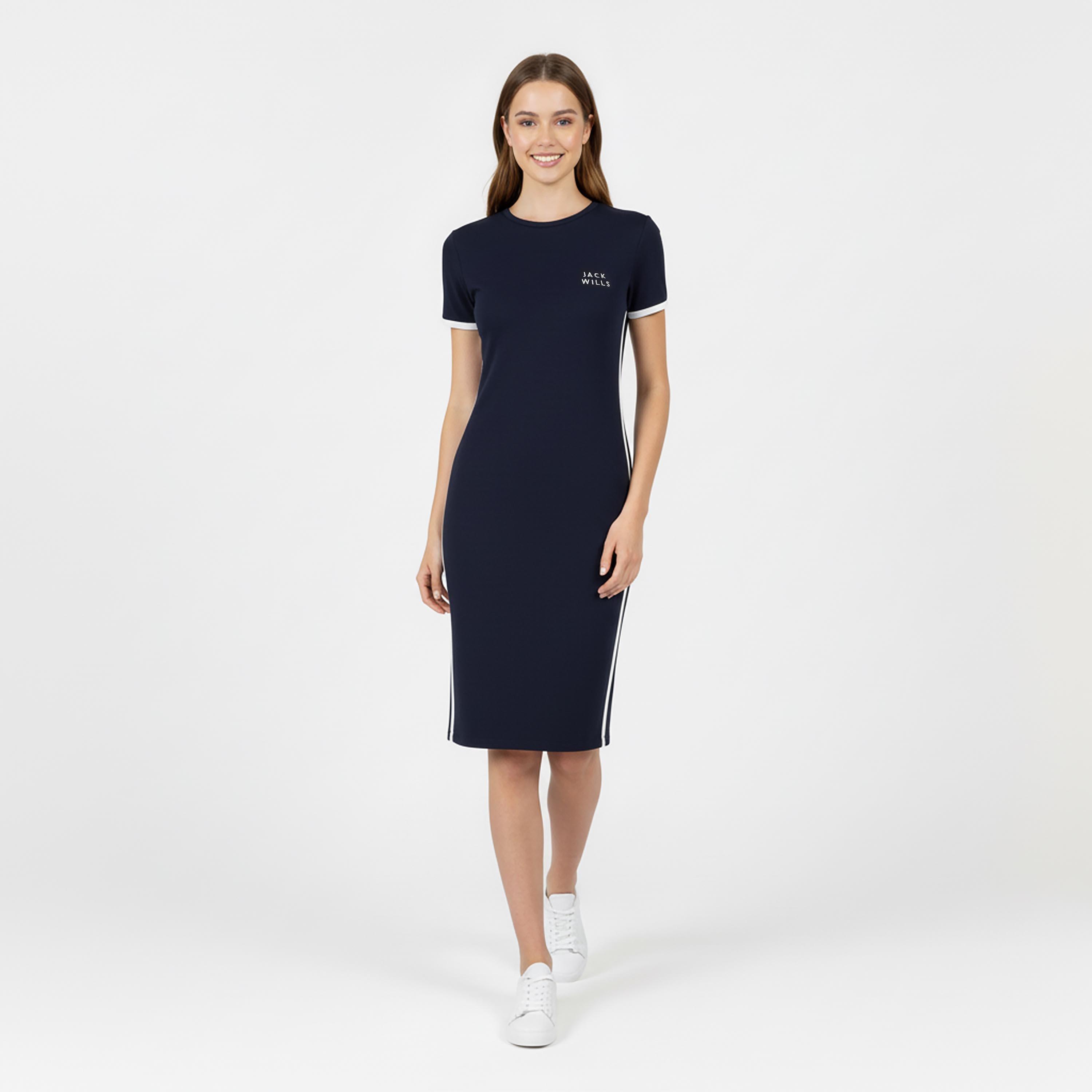 Navy - Jack Wills - Goodrington Side Stripe Ringer Mini Dress - 6
