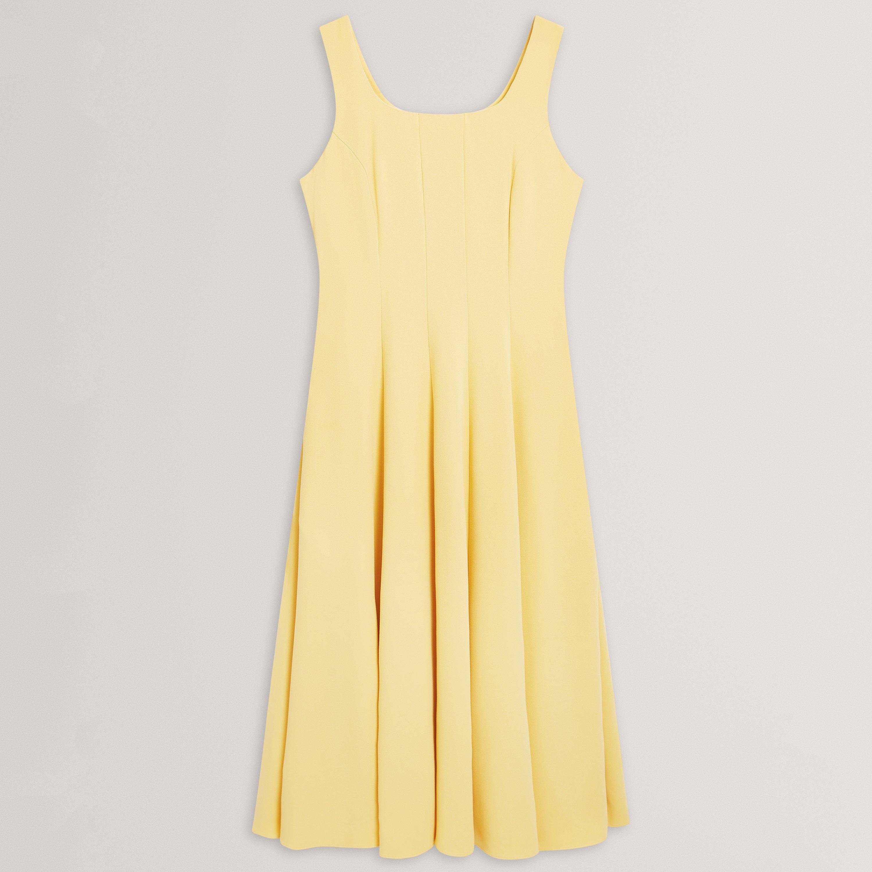 Lt-Yellow - Ted Baker - Ted Baker Panelled Scoop Neck Sleeveless Midi Dress - 1