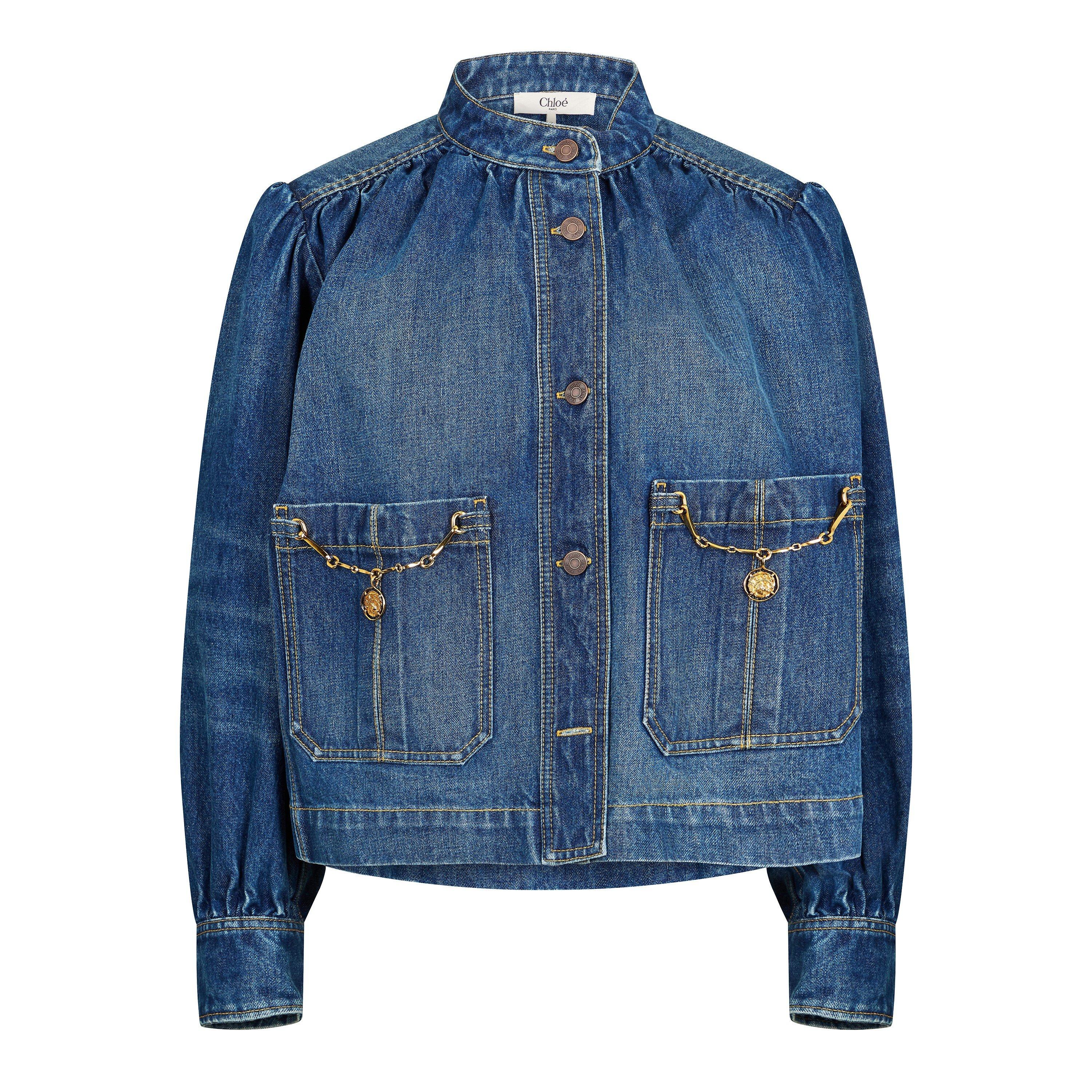 Faded Indigo - Chloe - Womens Gathered Denim Jacket - 1