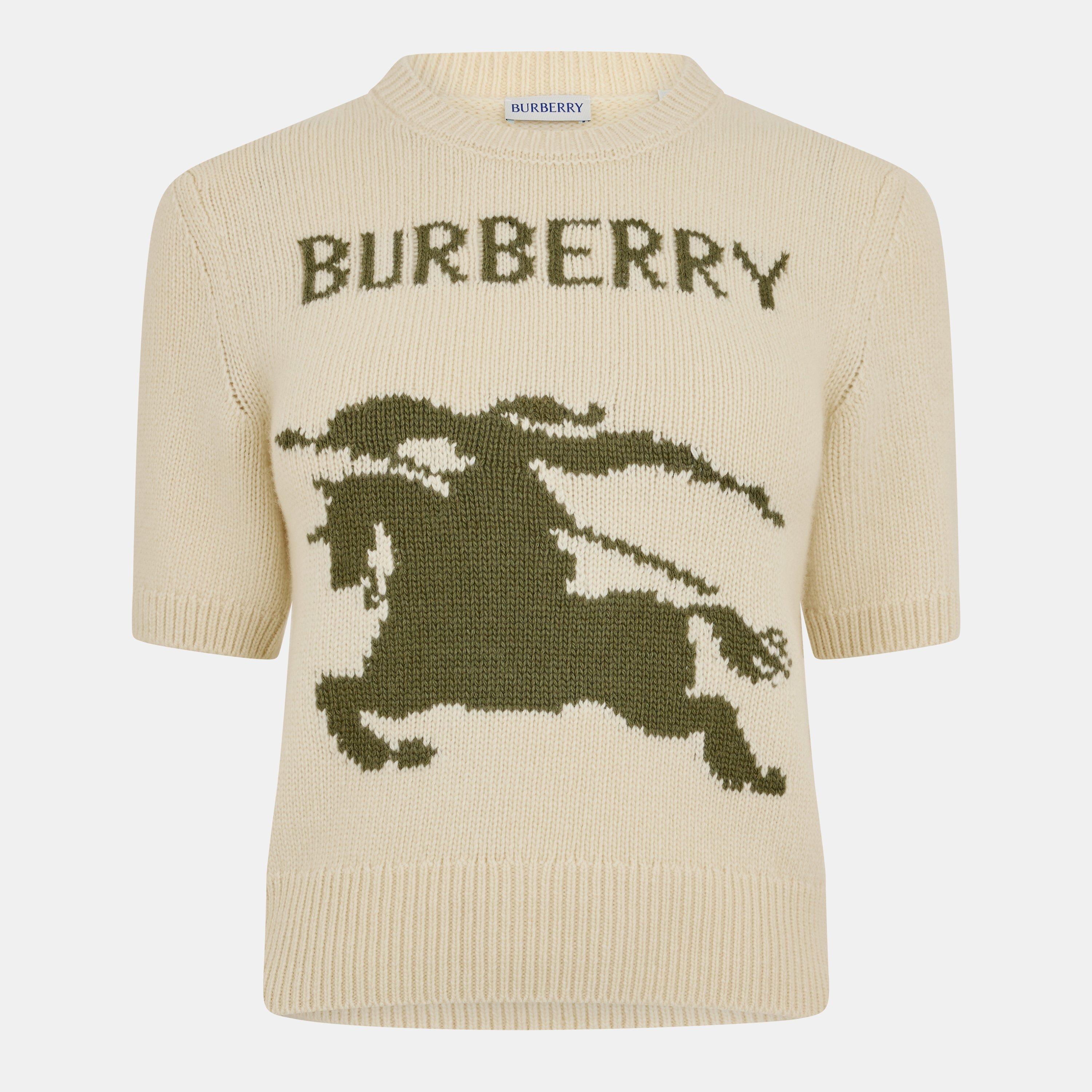 Burberry Women's Burb Skylar EKD Knitted Top - Ceramic White - Size 12 (M)