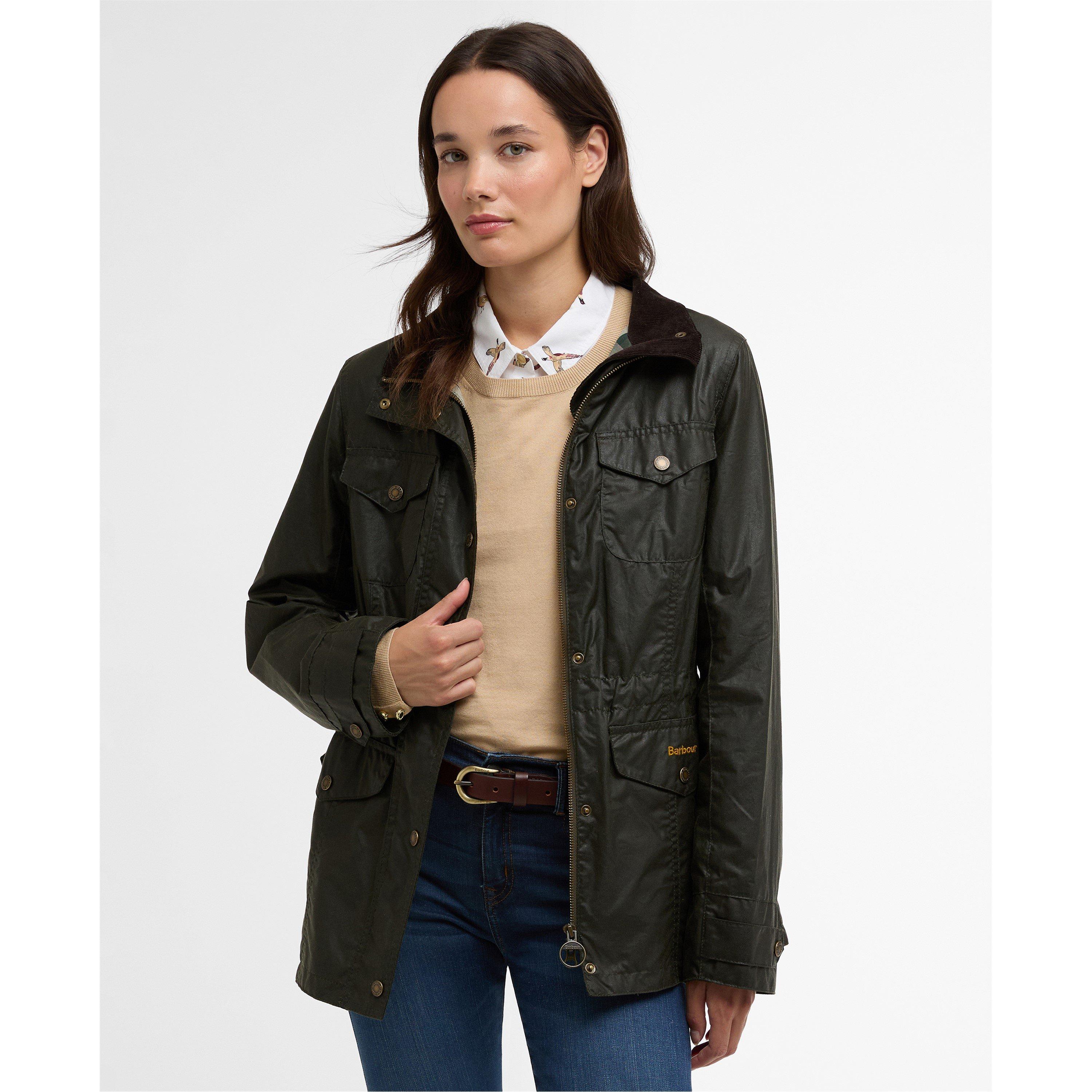 Olive/Ancient - Barbour - Womens Summer Sapper Waxed Jacket - 2