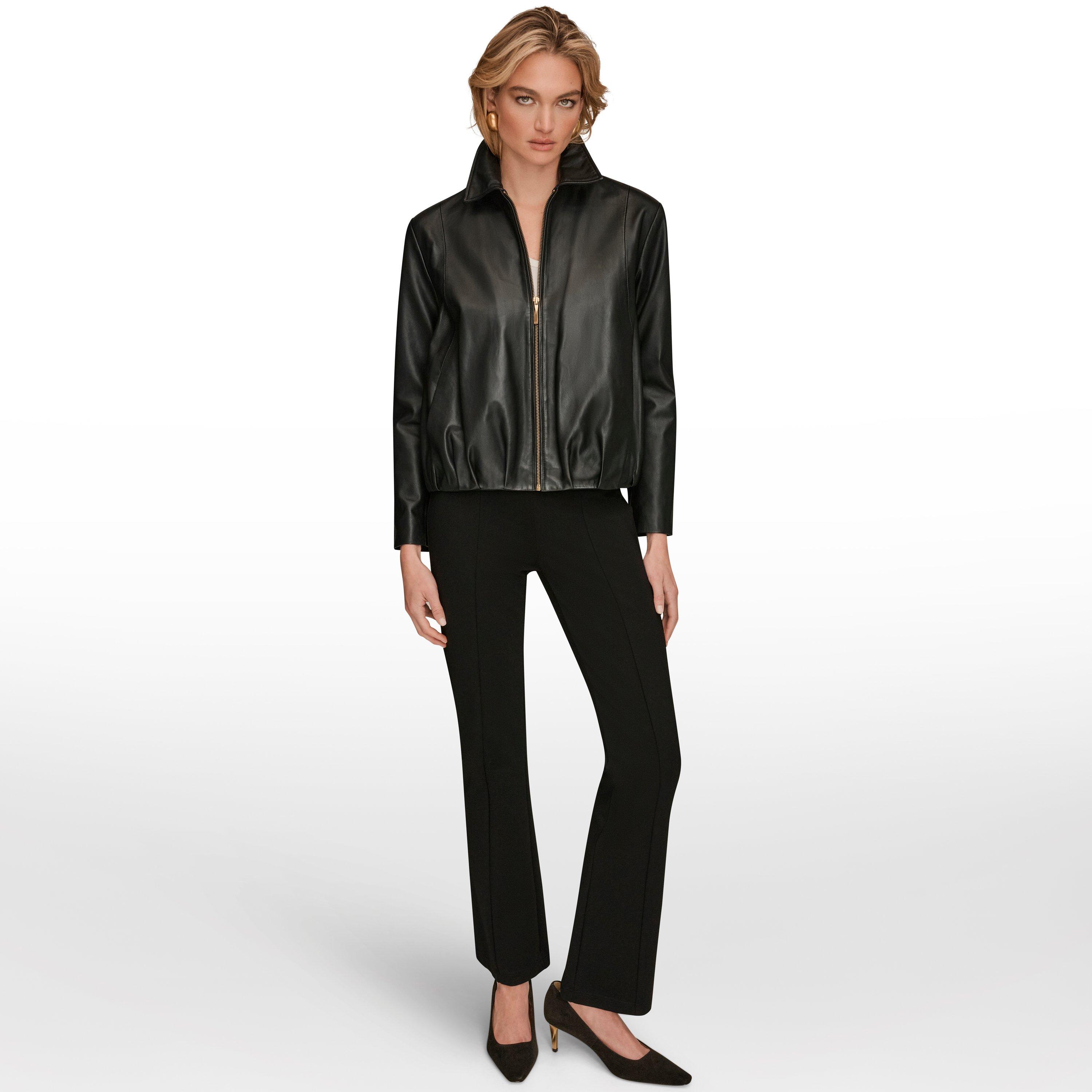 Black Leather - Donna Karan - Women's Leather Jacket - 2