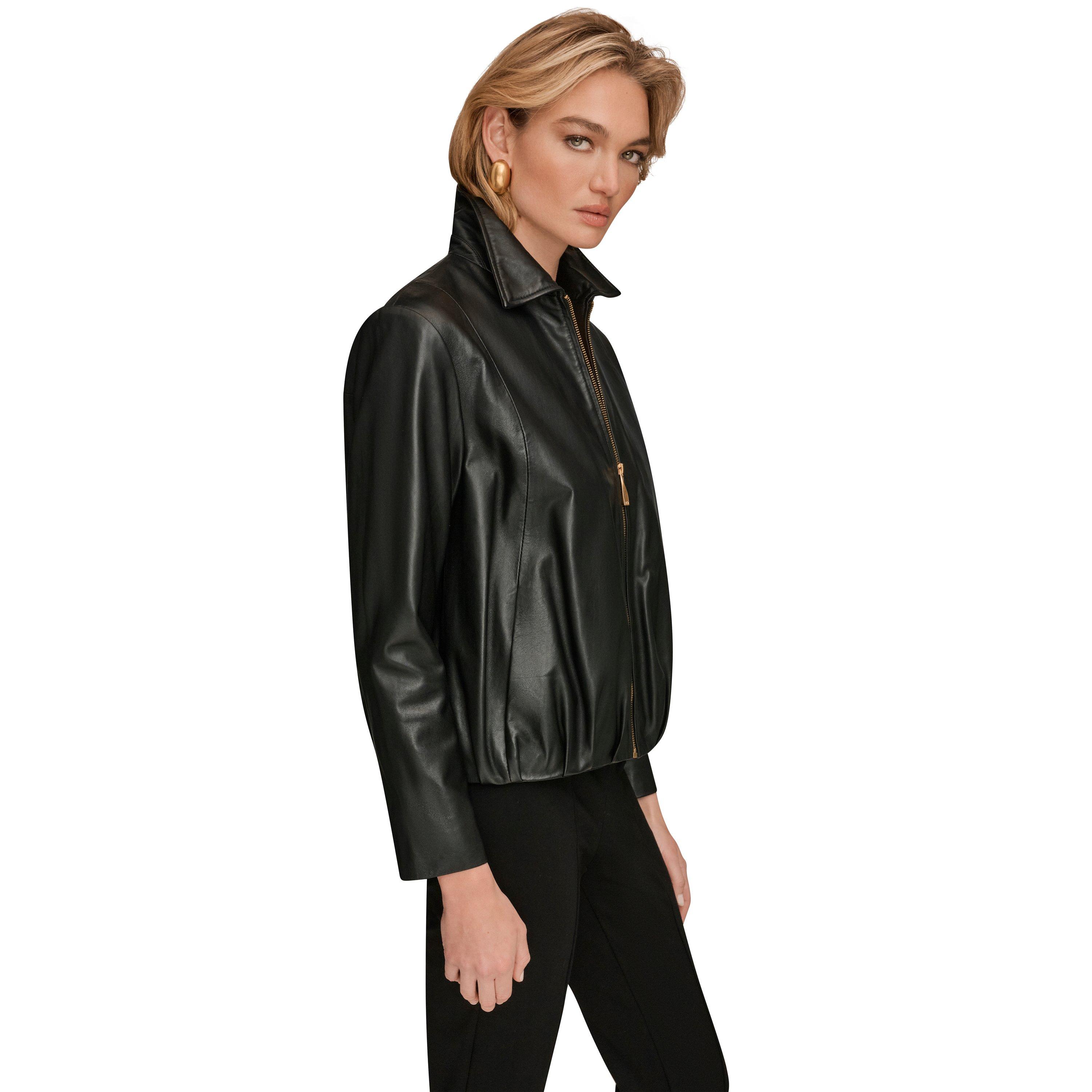 Black Leather - Donna Karan - Women's Leather Jacket - 10